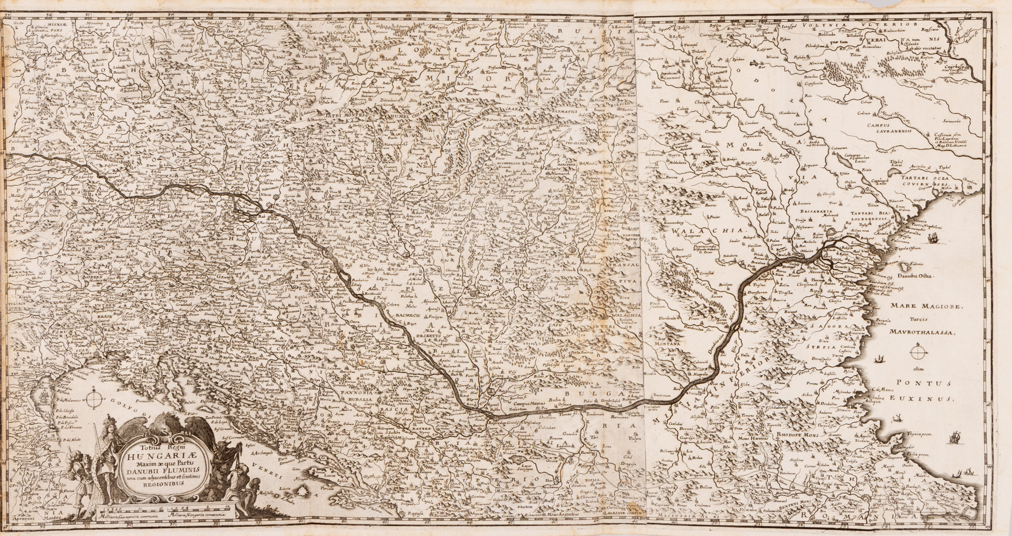 Hartă ”Dunărea și Regatul Ungariei”, de Janszoon Visscher, Amsterdam, 1657, piesă rară, de colecție