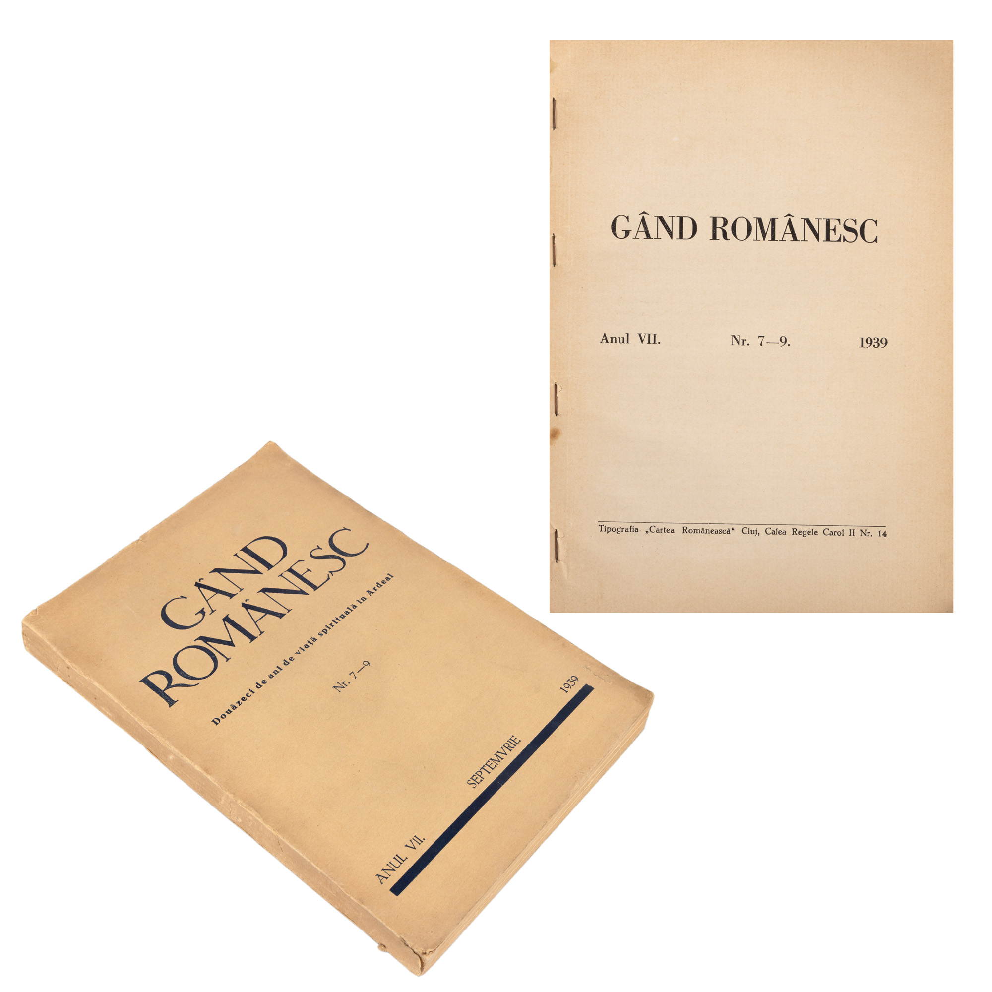 ”Gând românesc. Douăzeci de ani de viață spirituală în Ardeal”, an VII, nr. 7-9, 1939