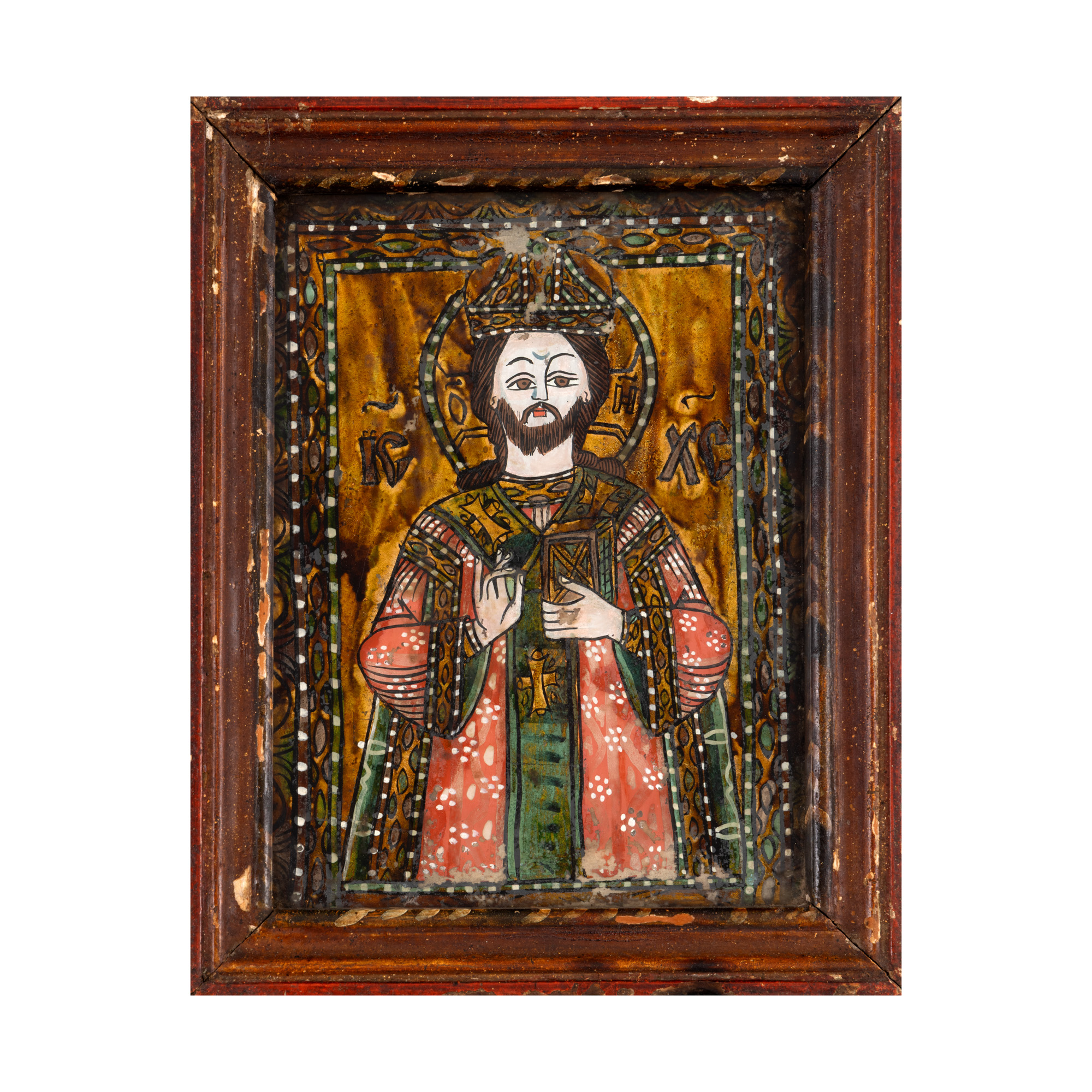 Icoană pe glajă, ”Iisus Hristos Învățător”, probabil zugrav Petru din Topârcea, a doua jumătate a sec. XVIII, raritate extremă, de colecție