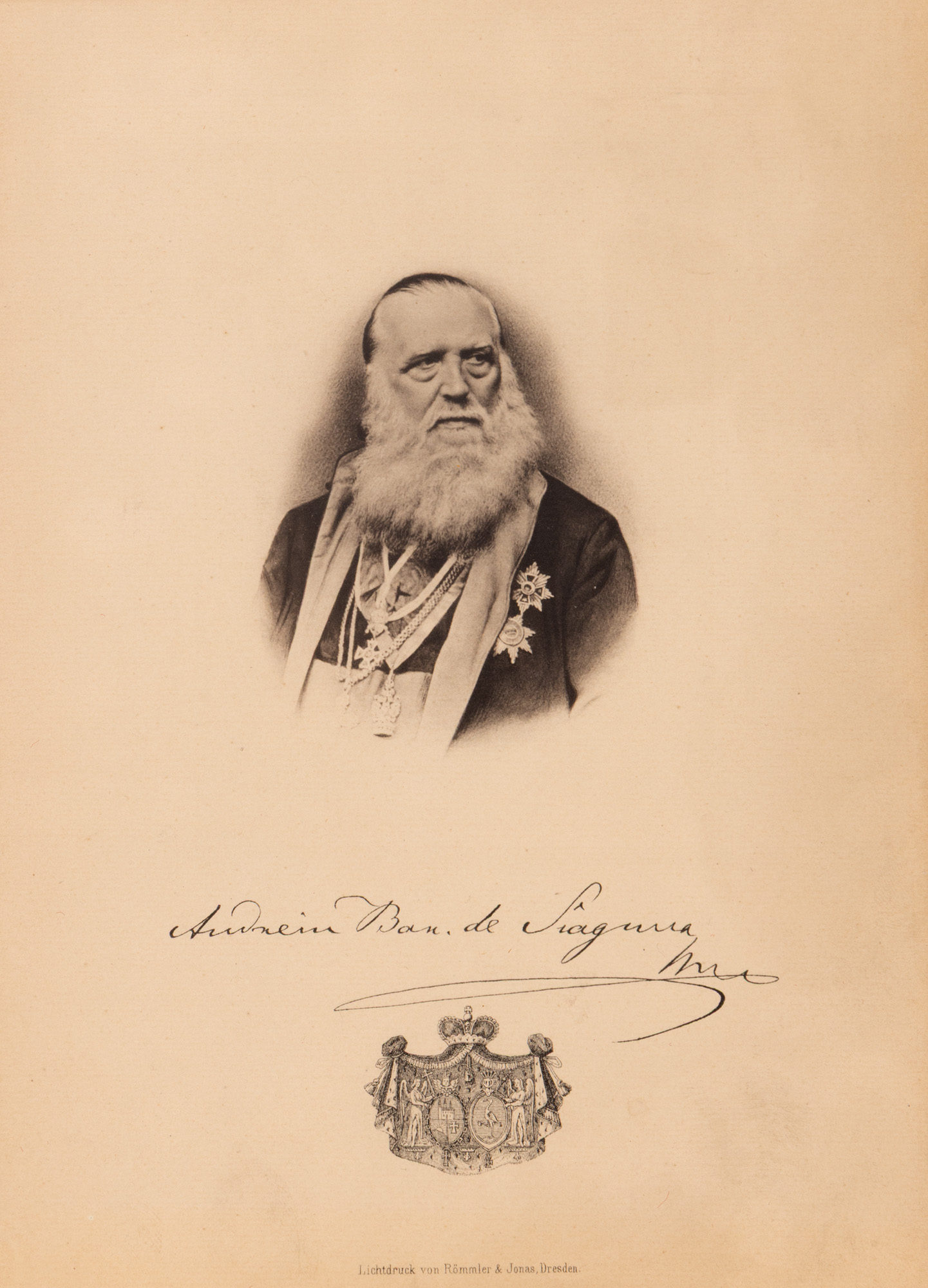 Litografie ”Andrei Șaguna-mitropolitul ortodox al Transilvaniei”, de Lichtdruch von Rommler și Jonas, Dresda, sec. XIX