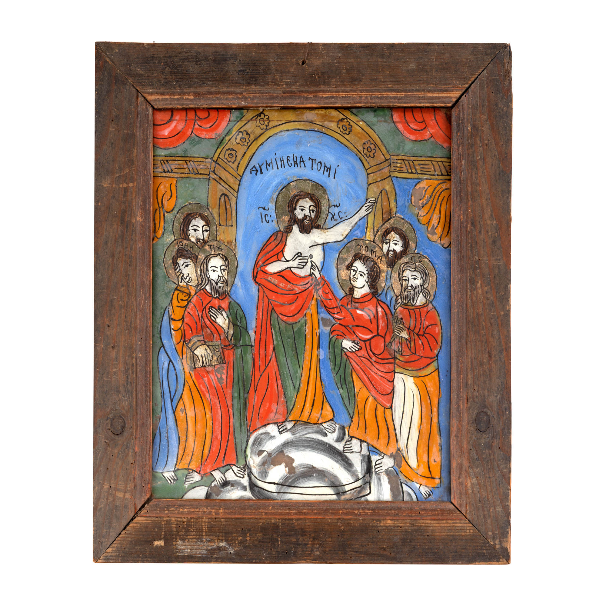 Icoană pe glajă, ”Duminica Tomii”, atelier din Șcheii Brașovului, a doua jumătate a sec. XIX, piesă rară