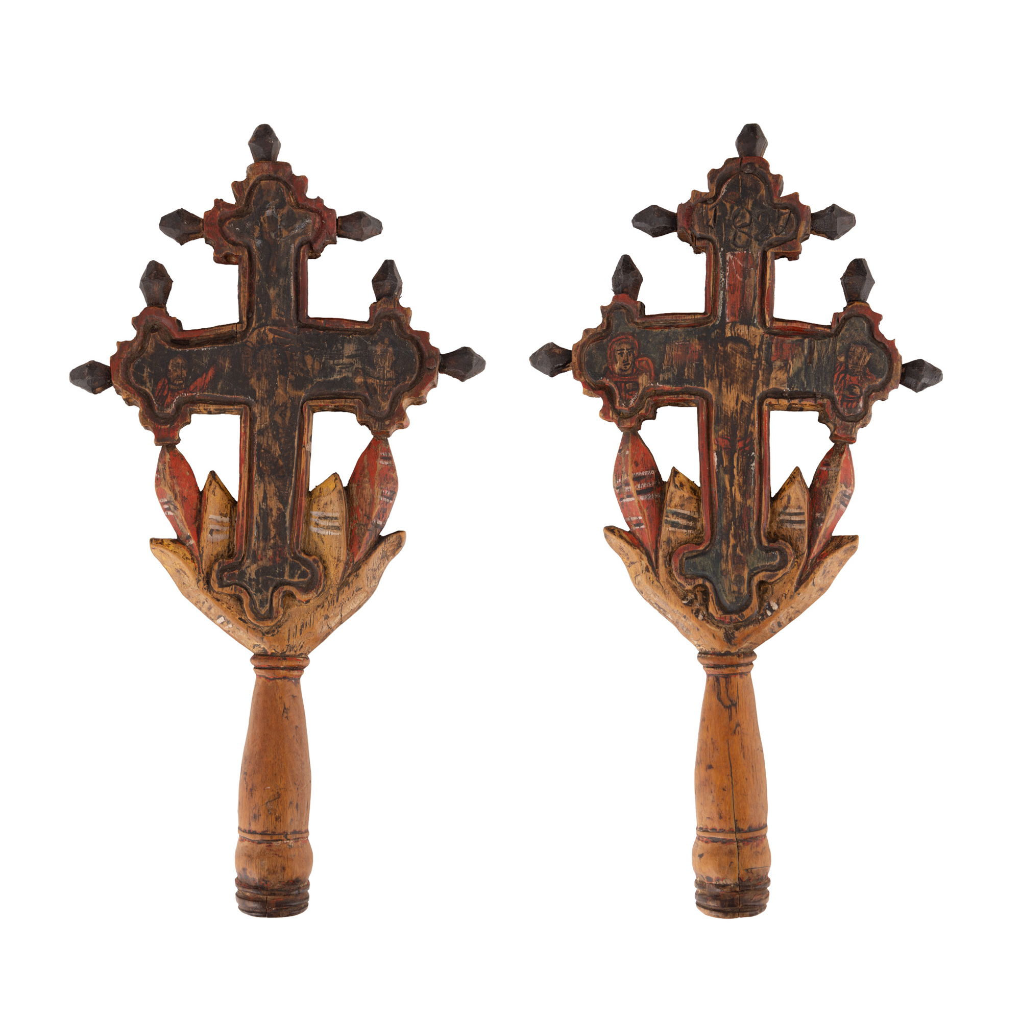Hand Cross, with the "Crucifixion" scene, Transylvanian workshop, dated 1827