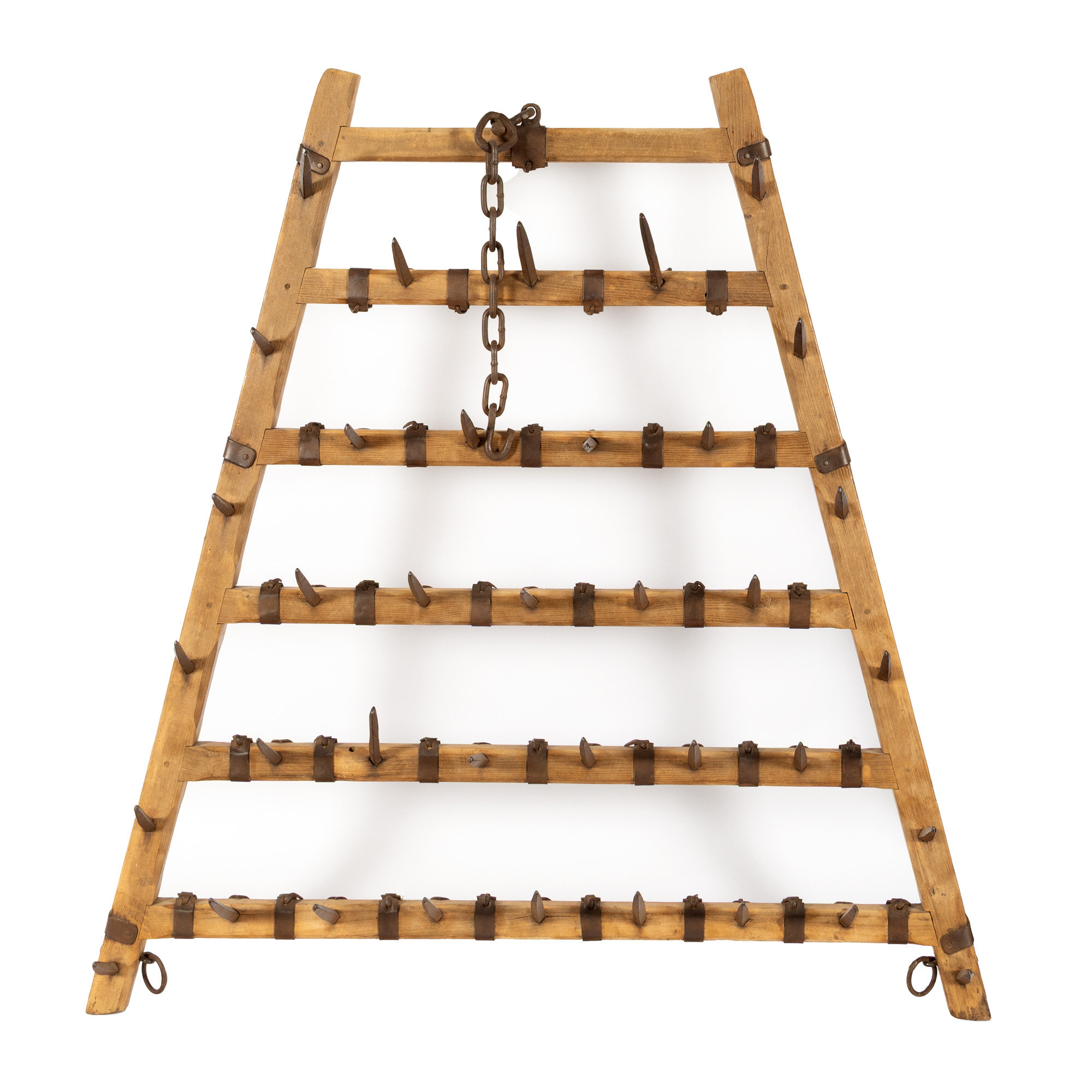 Oak wood harrow, with wrought iron teeth, 19th century, from the Grigore Ghyka collection