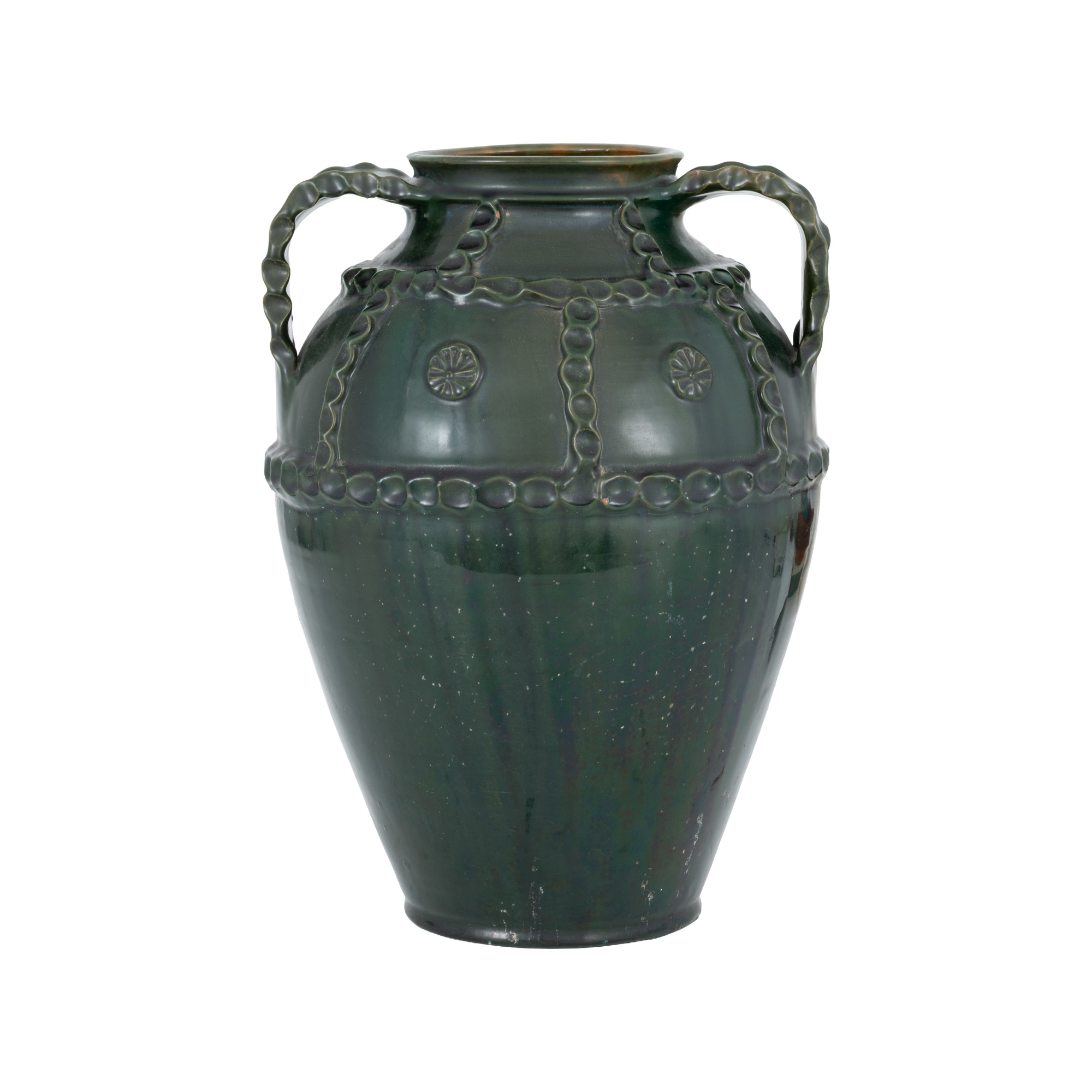 Decorative ceramic vase (jug), decorated with geometric patterns, from the center of Curtea de Argeș, second half of the 20th century, from the Grigore Ghyka collection