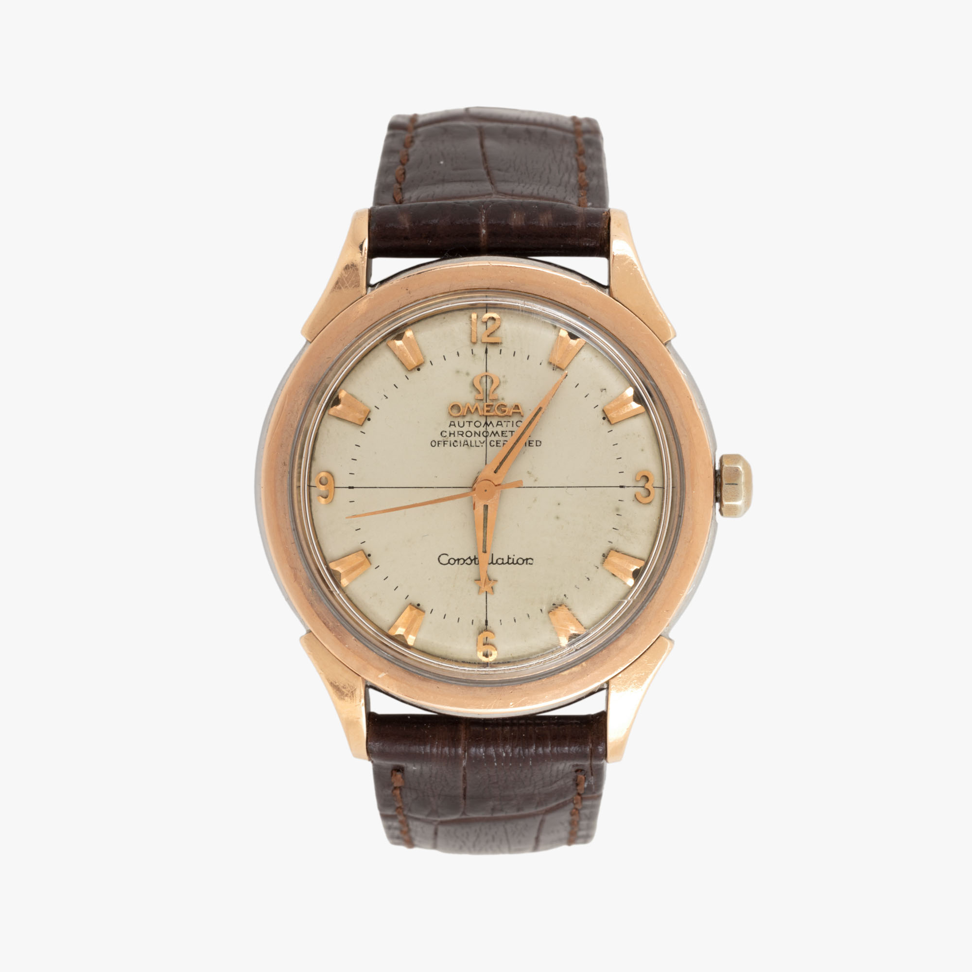 Ceas Omega Constellation din oțel placat cu aur, de mână, bărbătesc