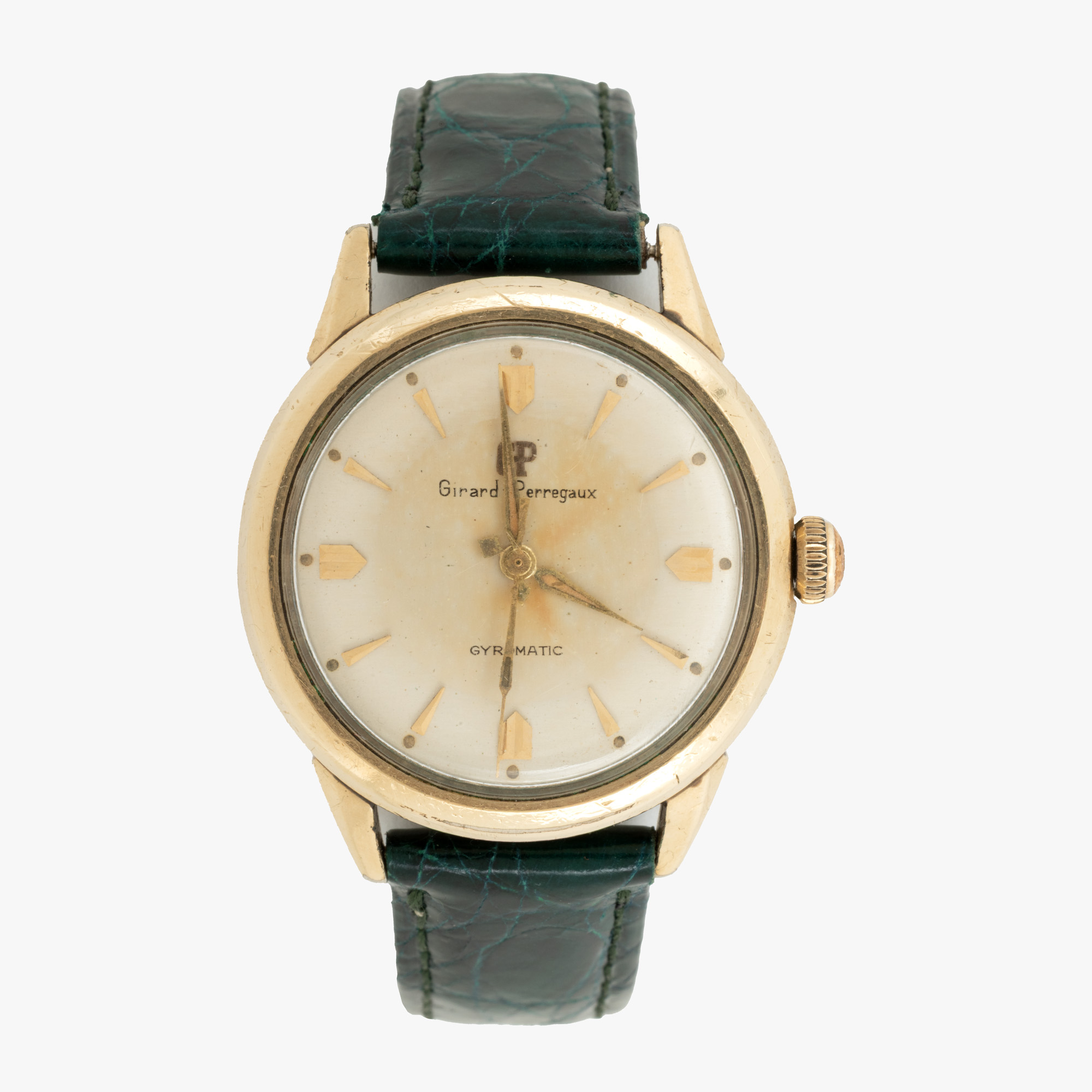 Ceas Girard Perregaux Gyromatic, din oțel placat cu aur, de mână, bărbătesc
