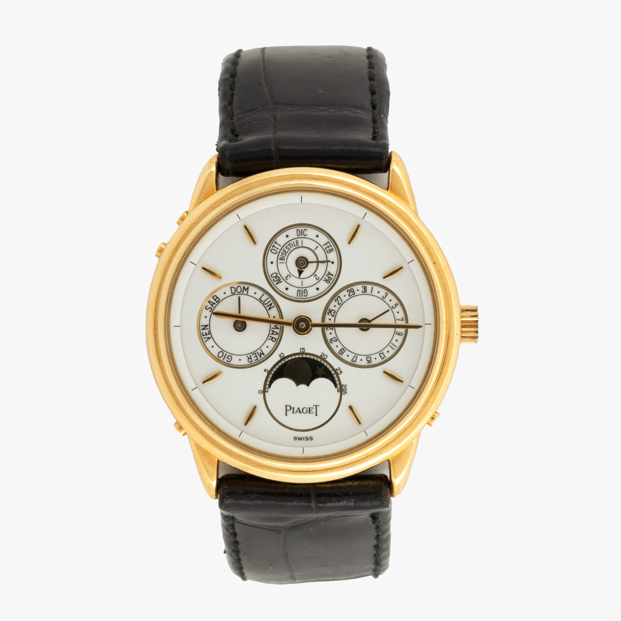 Ceas Piaget Gouverneur Triple Calendar Moonphase, din aur, de mână, unisex