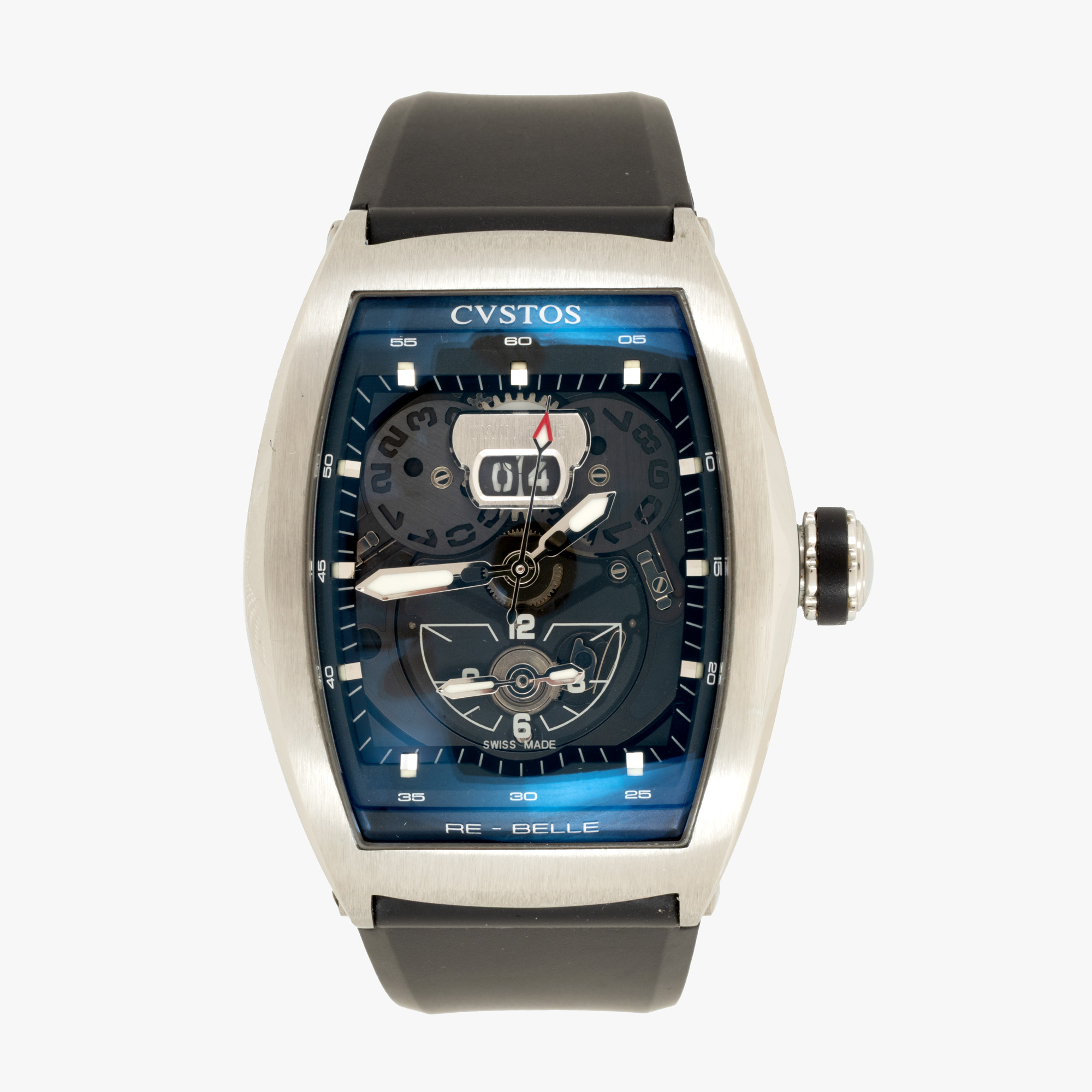 Ceas Cvstos Re-Belle Twin Time, din tungsten și titan, de mână, bărbătesc, însoțit de cutia originală, certificat de origine și broșuri