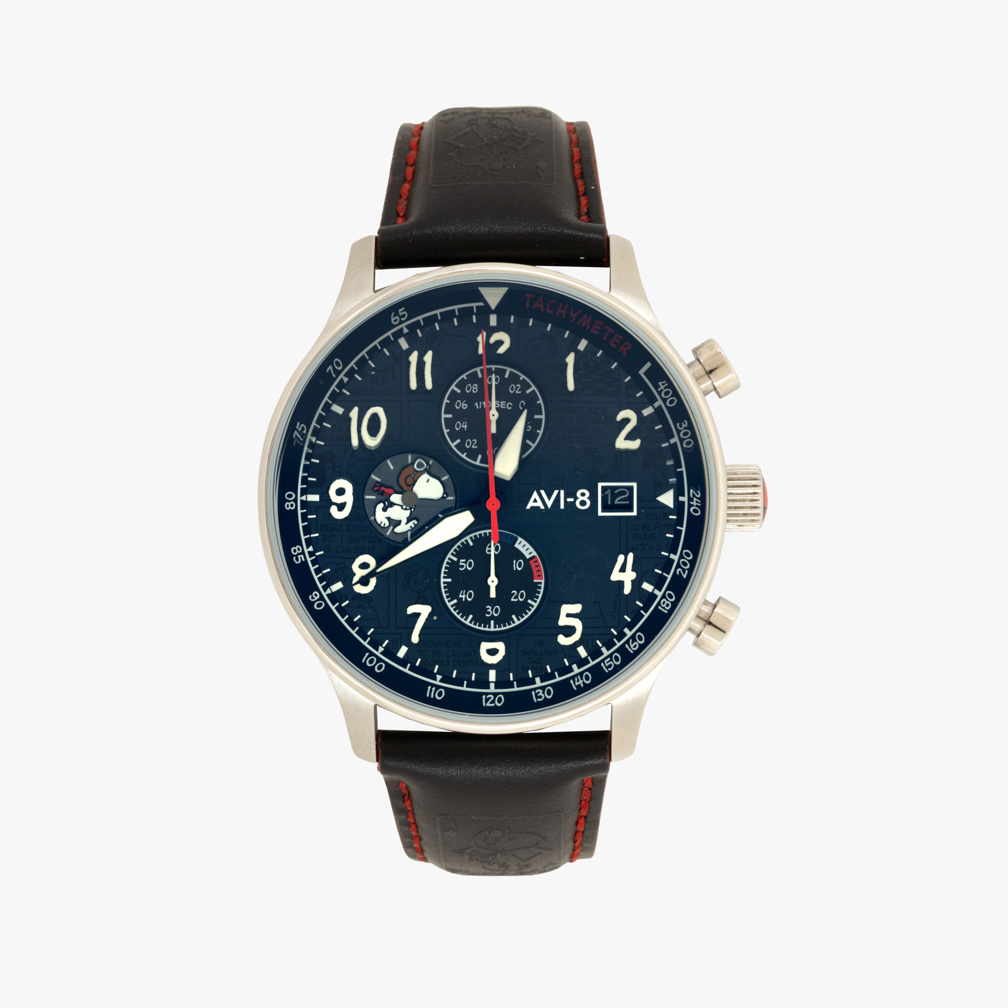 Ceas AVI-8 Chronograph, ediție limitată Peanuts, No 118/250, de mână, bărbătesc, însoțit de cutia originală, card de garanție, lanternă UV