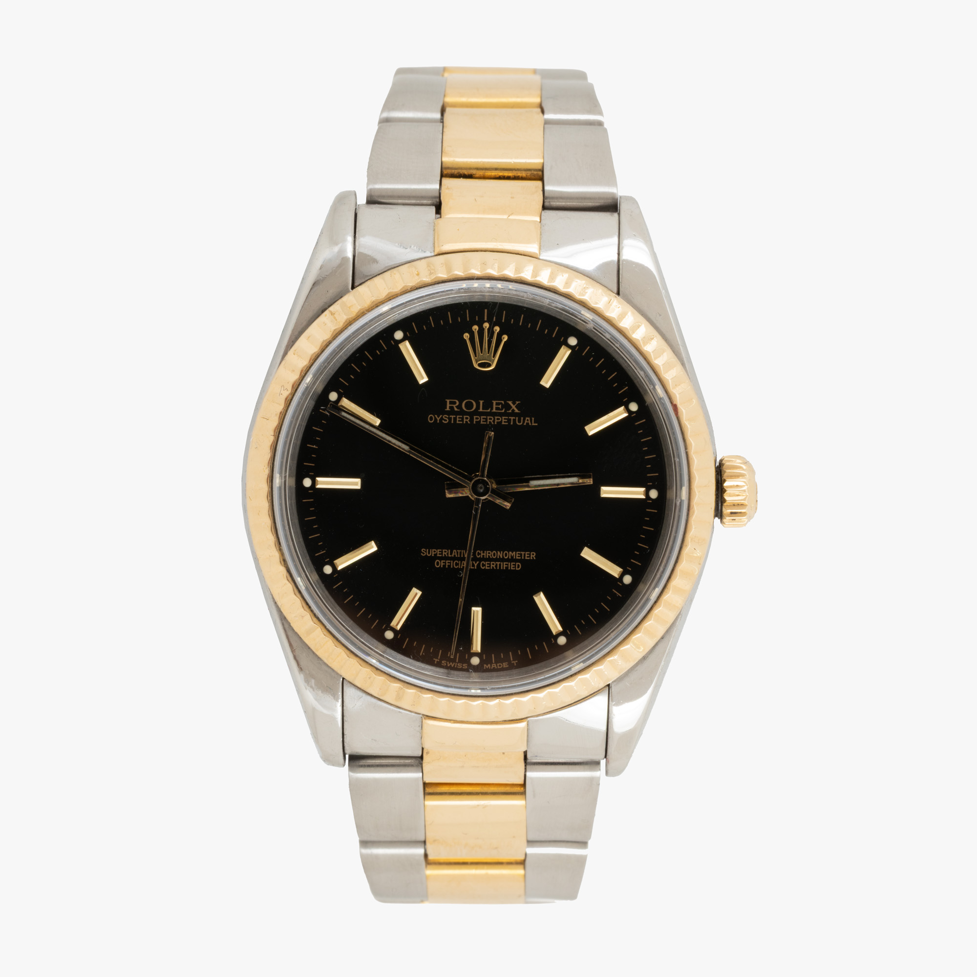 Ceas Rolex Oyster Perpetual, din aur și oțel, de mână, bărbătesc, însoțit de cadran original suplimentar