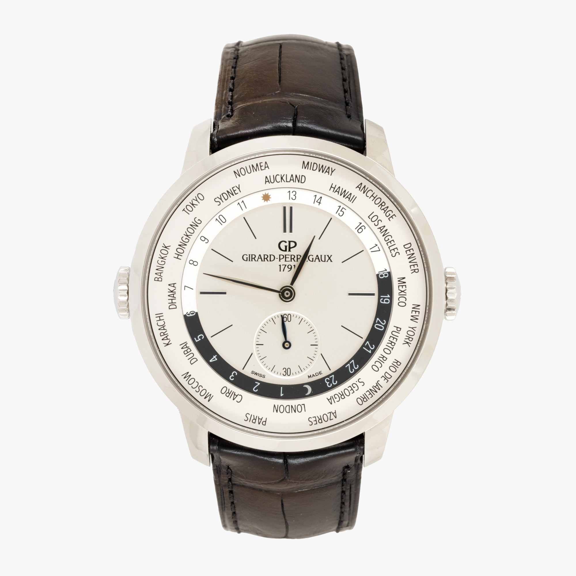 Ceas Girard Perregaux 1966 World Time, de mână, bărbătesc, însoțit de cutia originală, card de garanție și manual de utilizare
