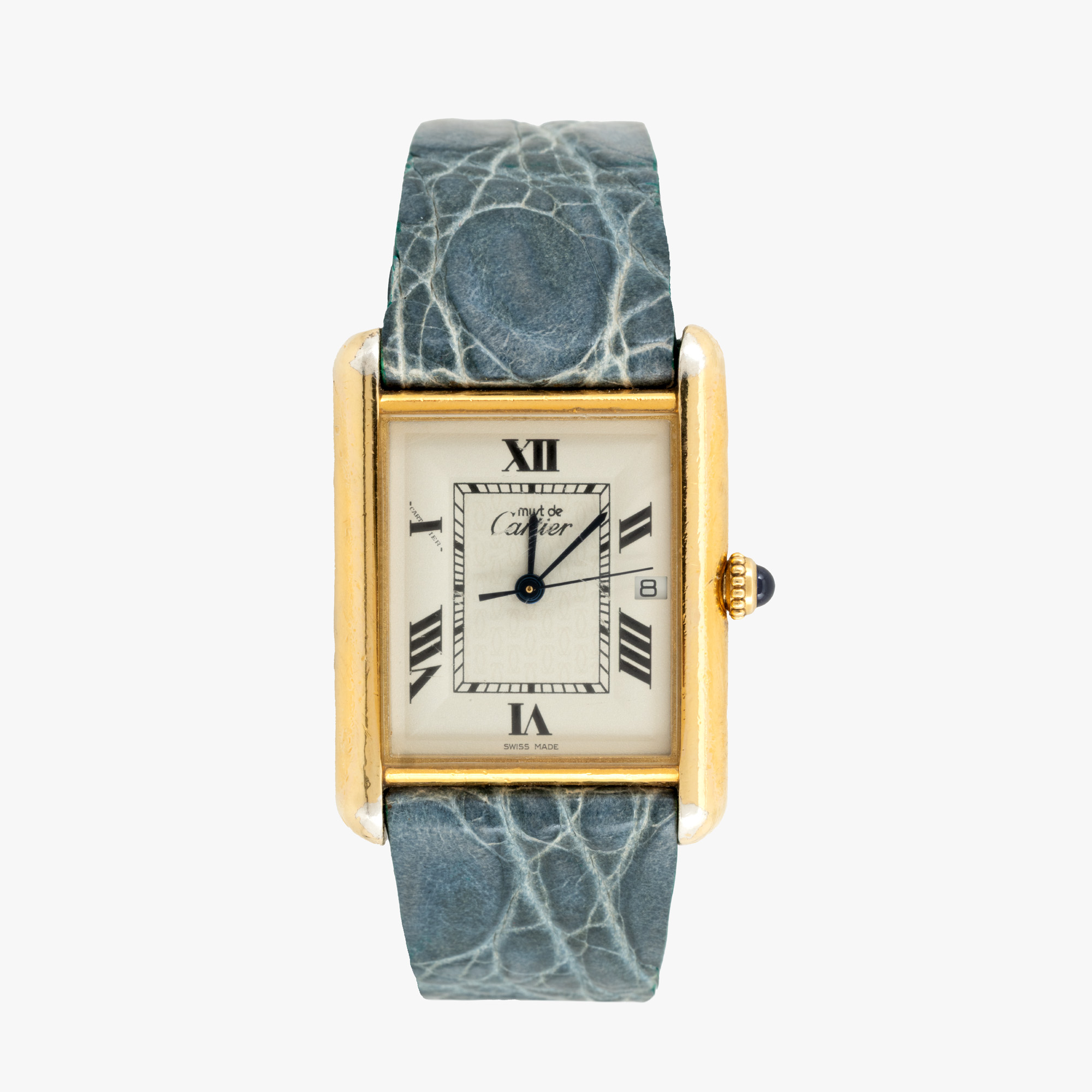 Ceas Cartier Must de Cartier, din argint placat cu aur, de mână, bărbătesc