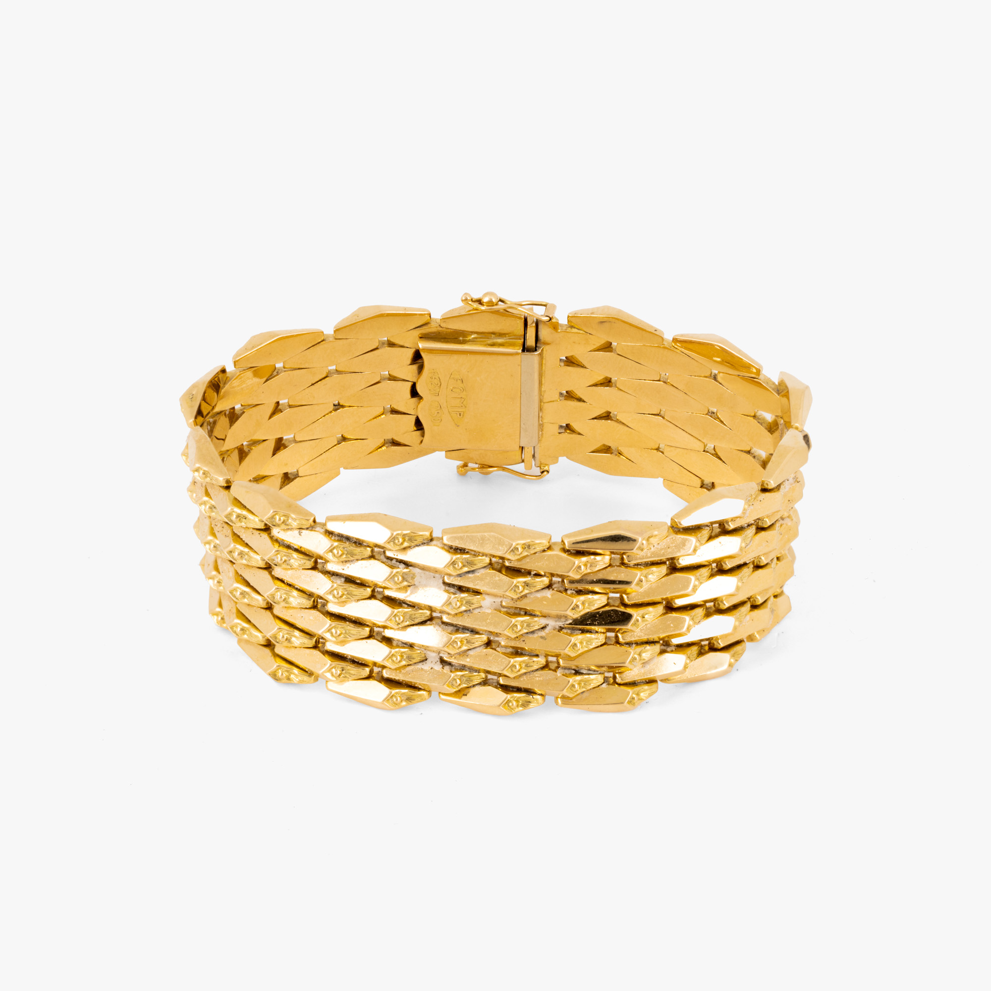 Massive bicolor gold bracelet, circa 1960