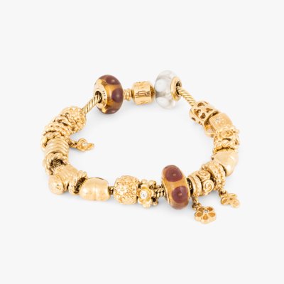 Gold bracelet, decorated with gold charms