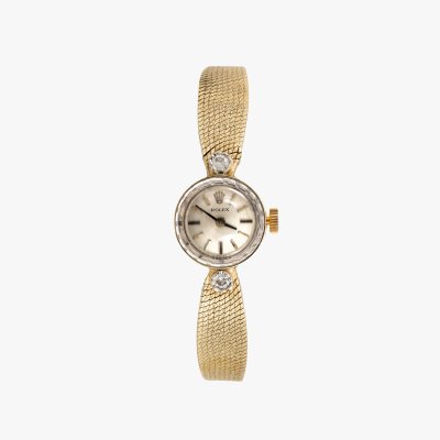 Ceas Rolex din aur, decorat cu diamante, de mână, de damă,  însoțit de certificat gemologic suplimentar