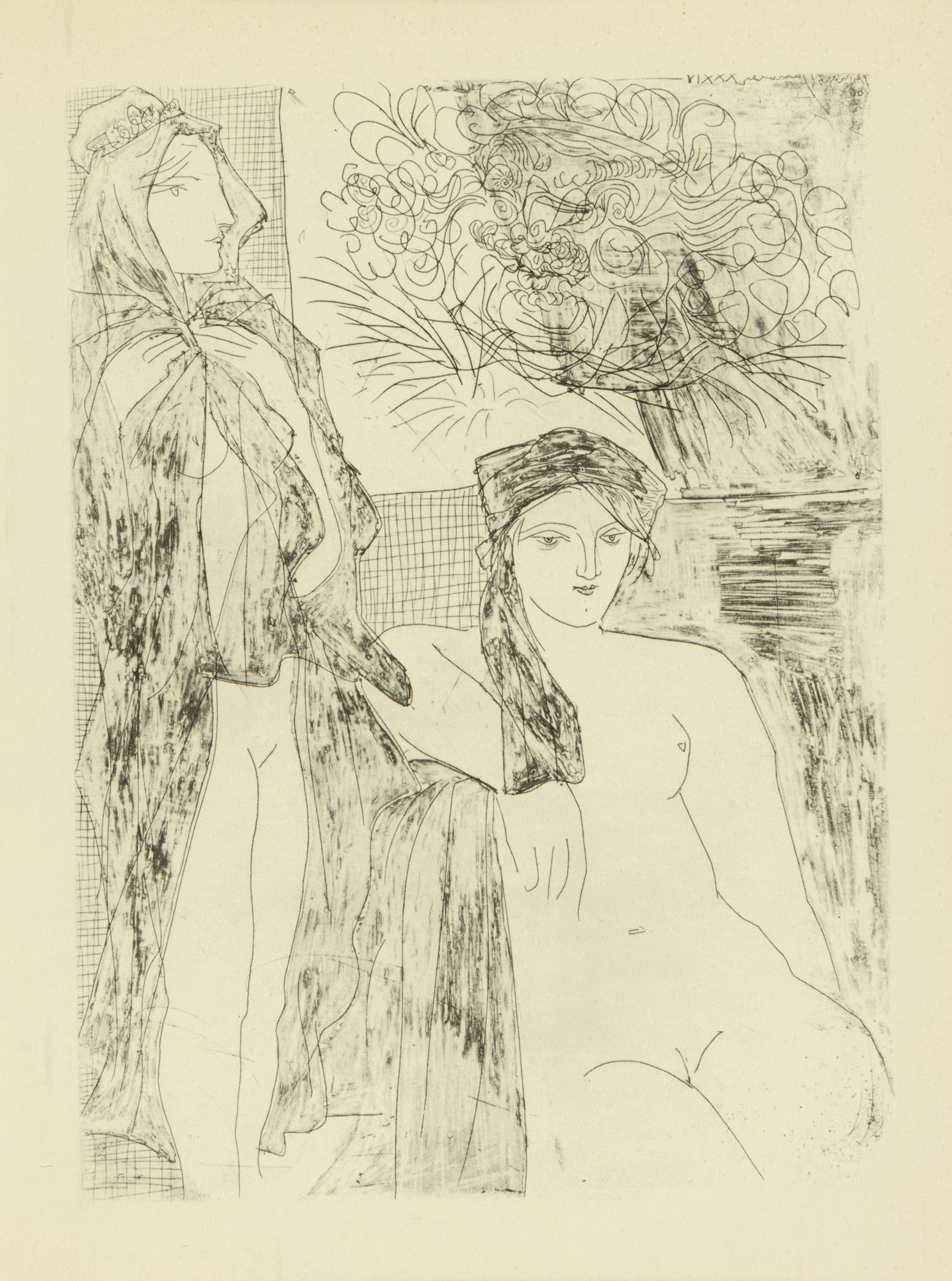 Woman with Veil, Seated Model and Head of Rembrandt