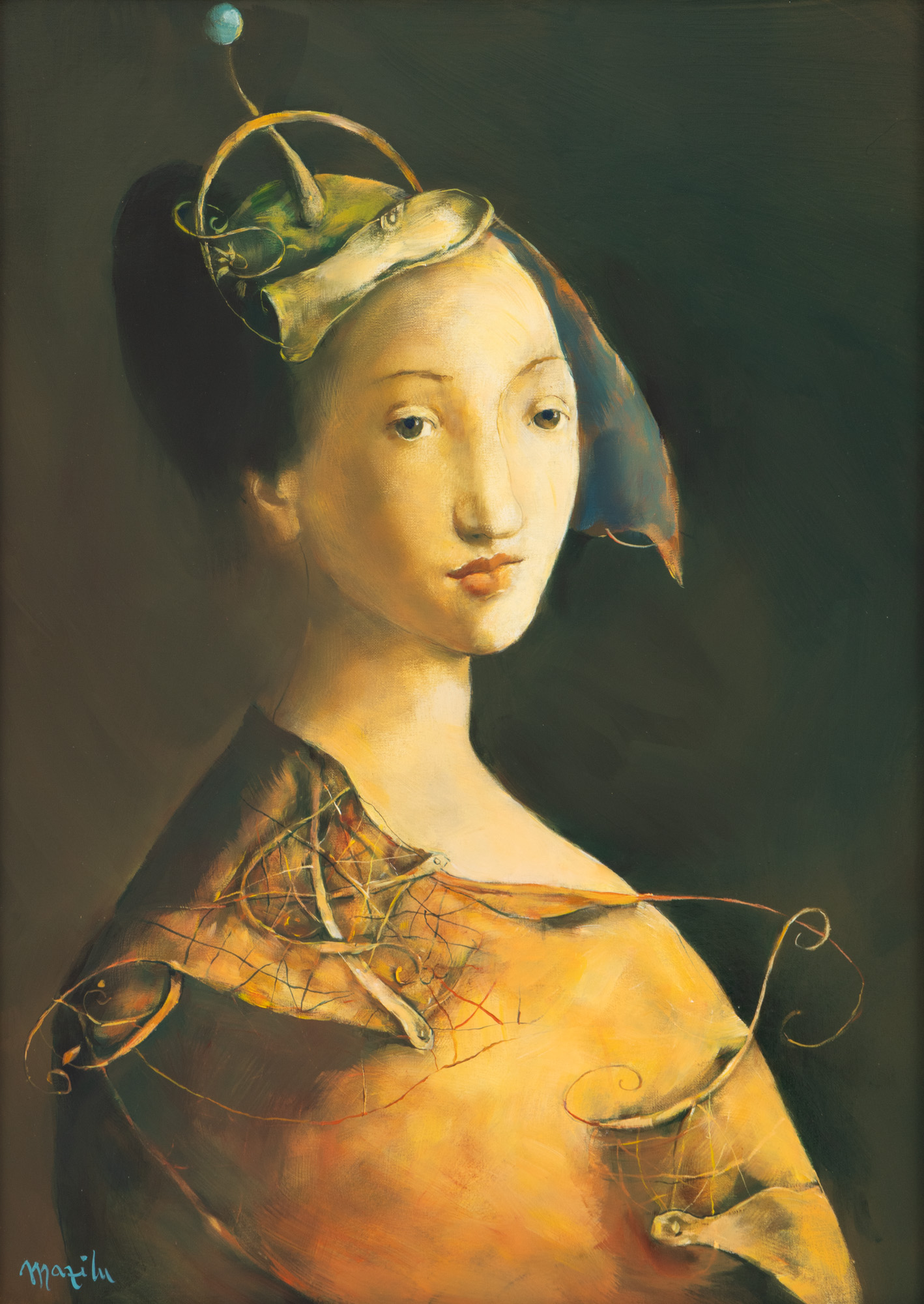 Young Woman in Embroidered Dress
