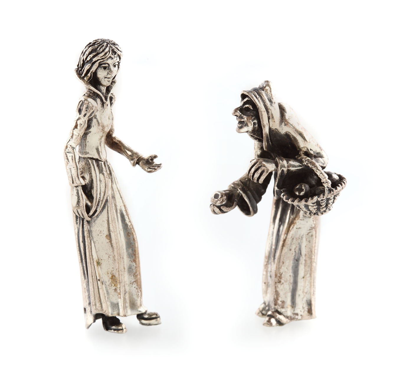 Albă ca Zăpada şi vrăjitoarea - figurine miniaturale din argint