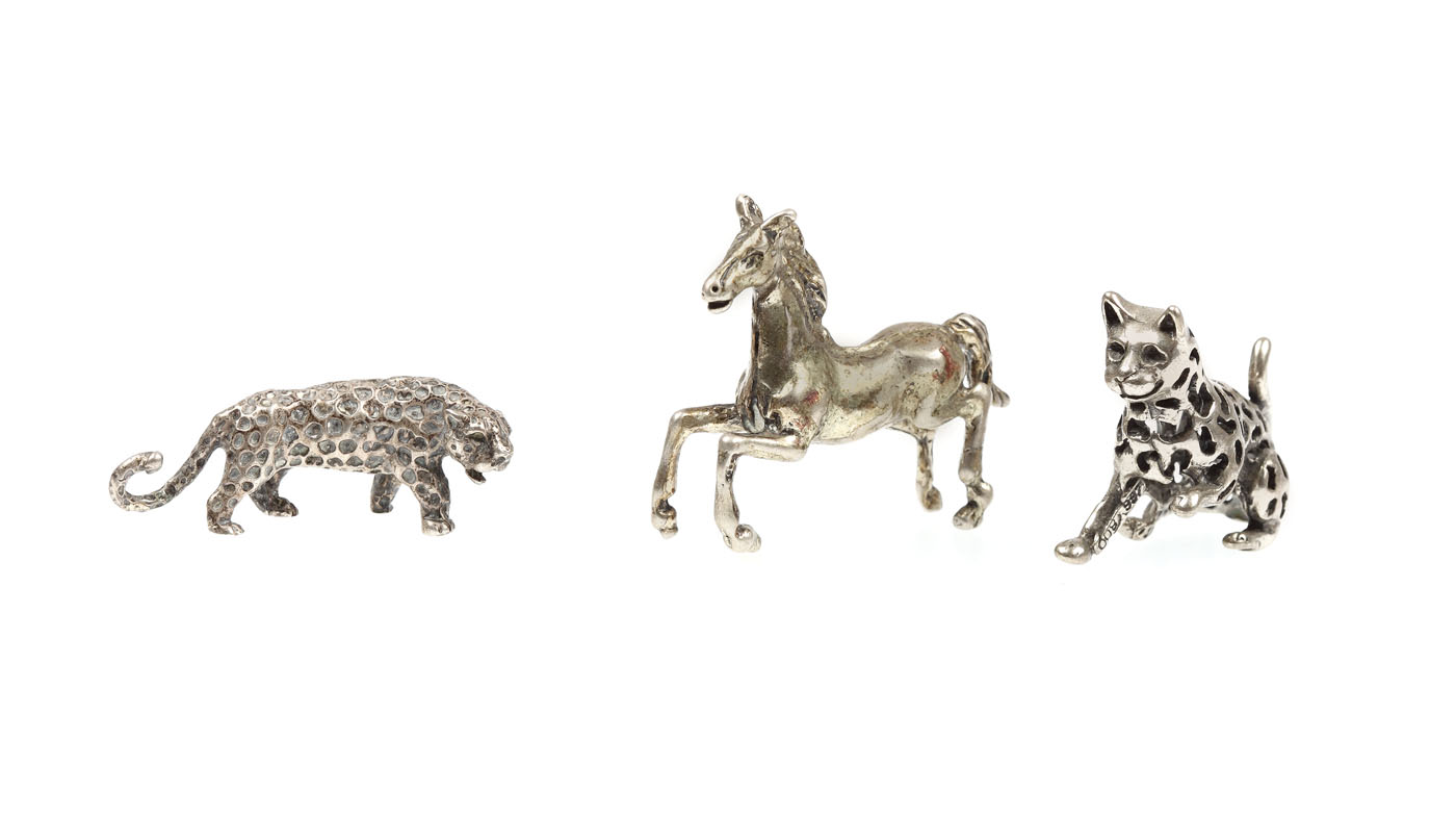 Lot compus din 3 figurine animaliere, în miniatură, din argint
