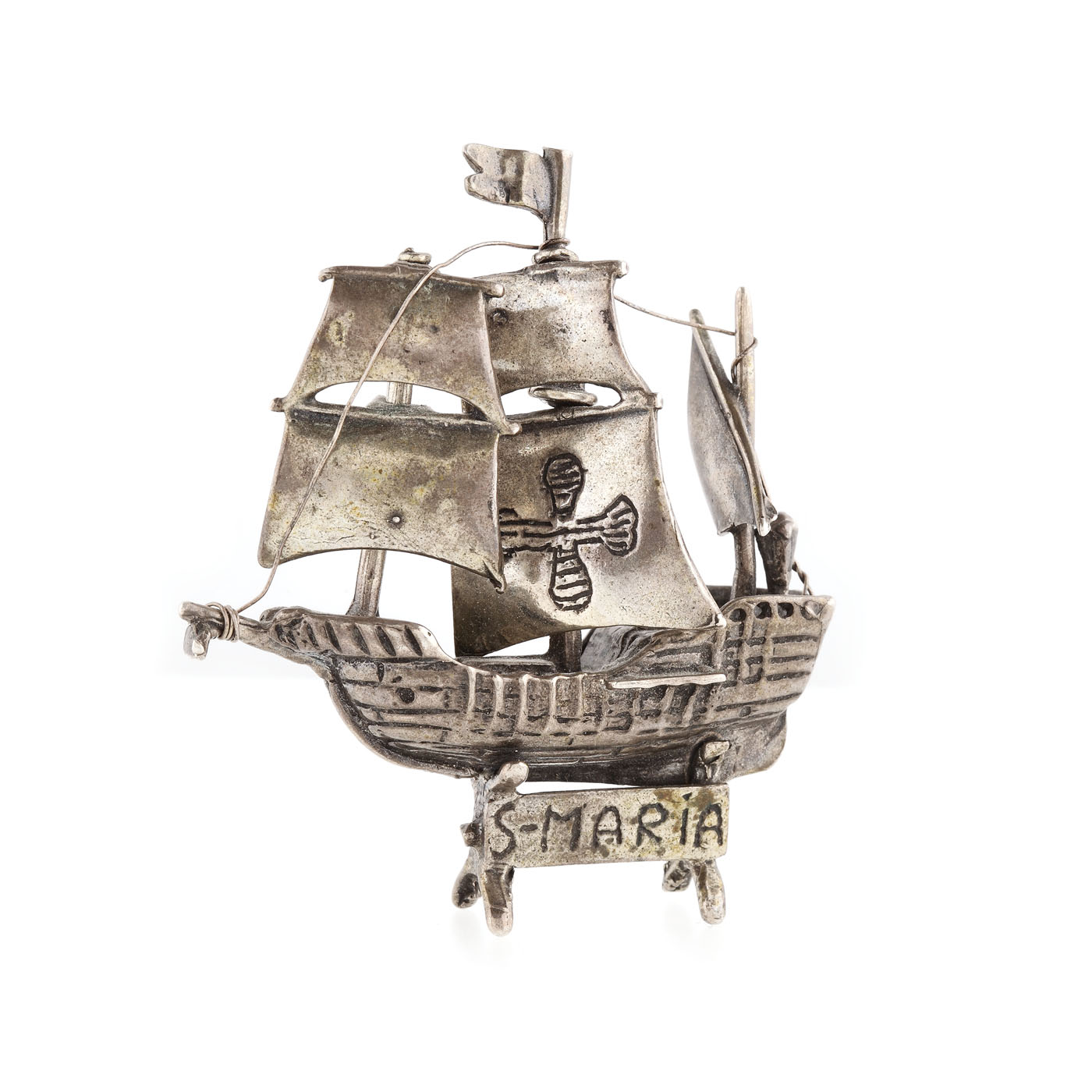 Miniatură din argint a navei-amiral "La Santa María" a lui Cristofor Columb