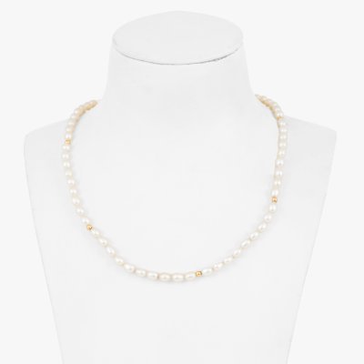Colier din perle, decorat cu beads din aur