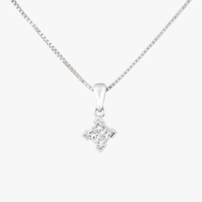 White gold chain with diamond-decorated pendant