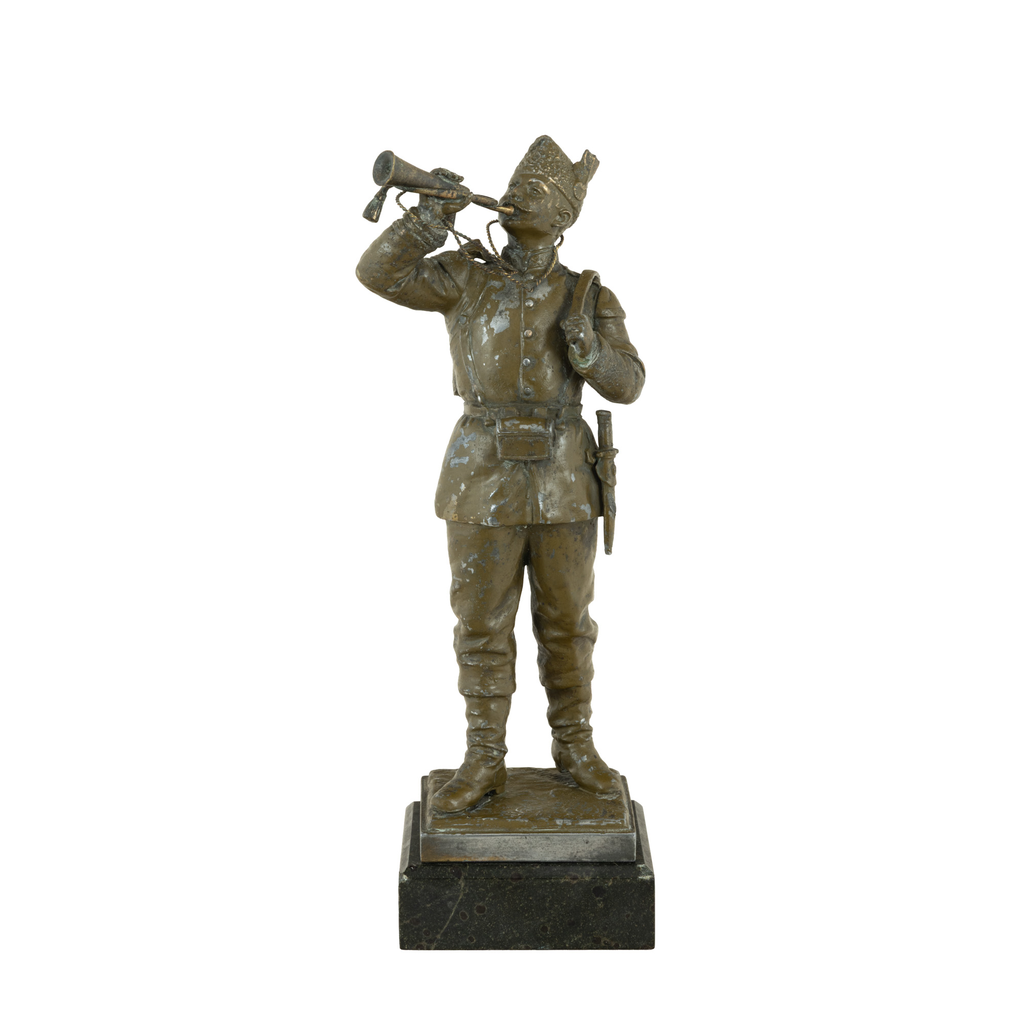 Statuetă decorativă, ilustrând un dorobanț, sculptor Hans Müller, București, cca. 1910