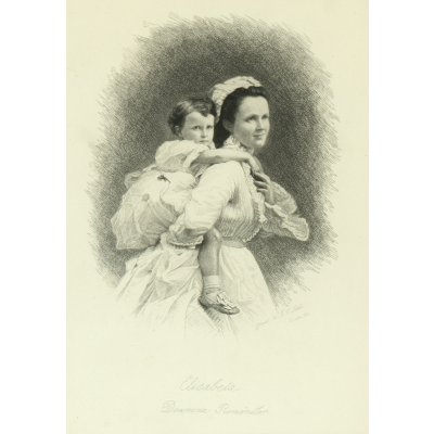 Lithograph illustrating Queen Elizabeth and Princess Mărioara