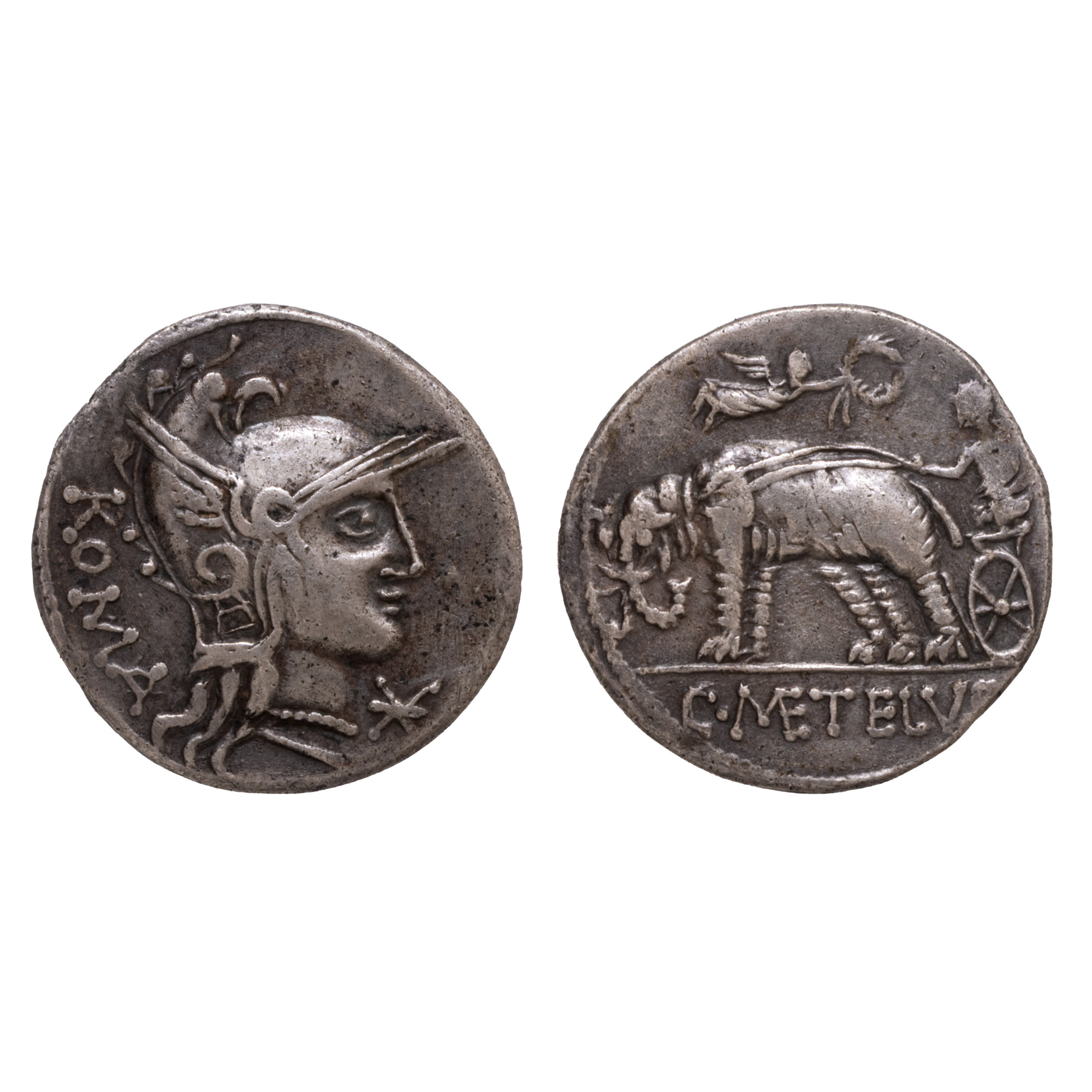Monedă Denarius, Republica Romană, 125 î.Hr, argint