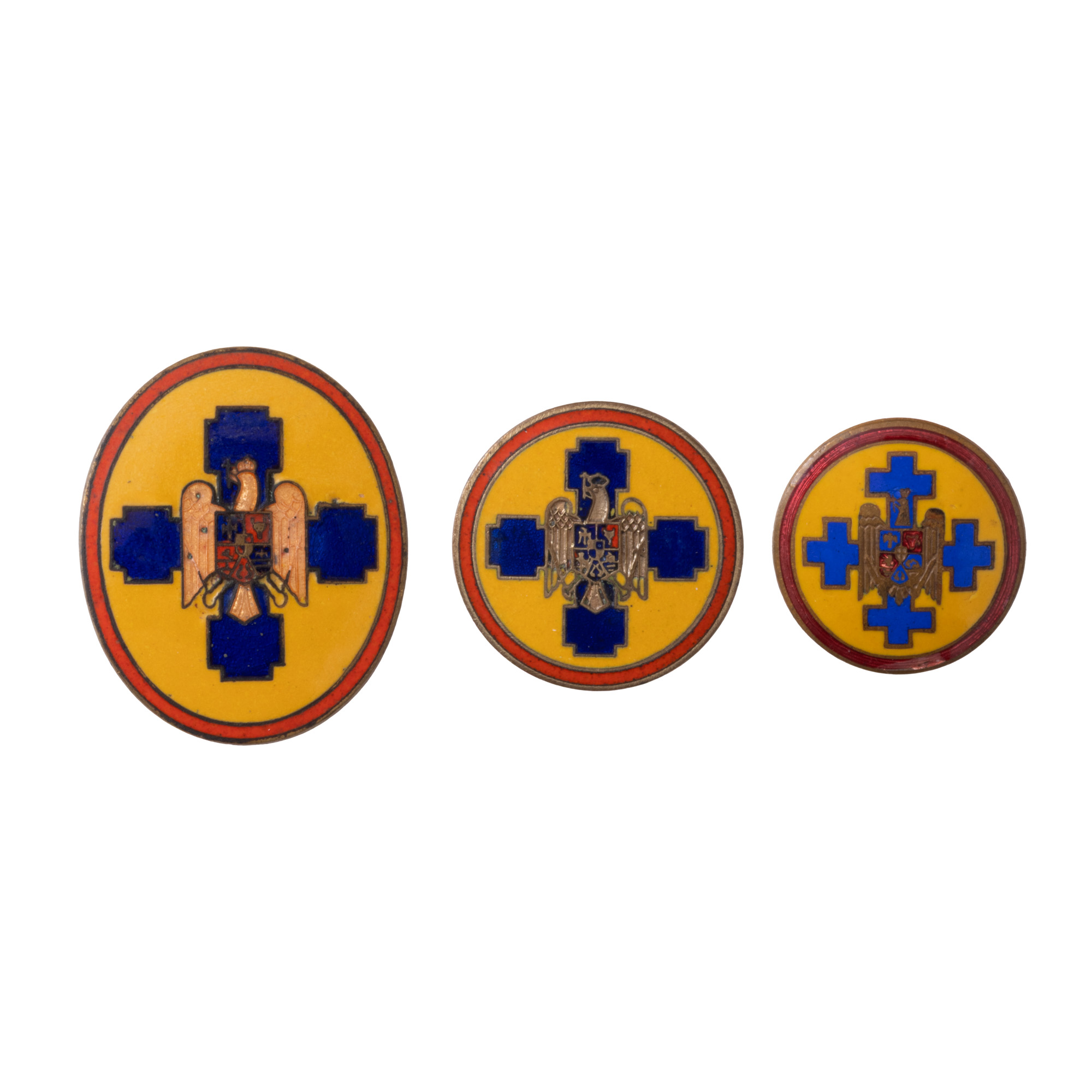 Lot consisting of three "National Renaissance Front" badges, approx. 1938