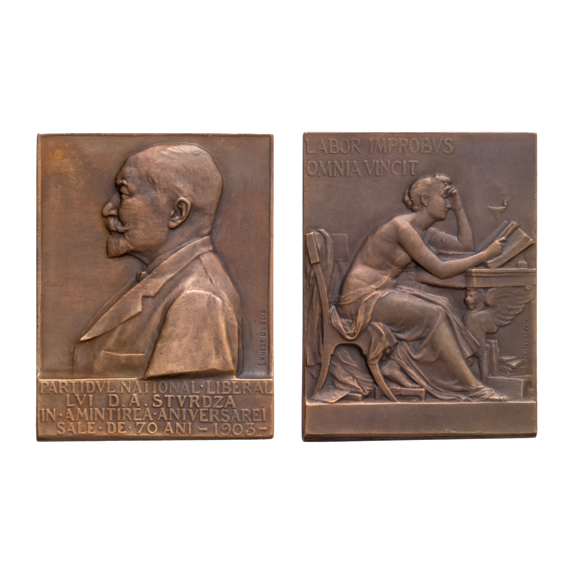 Placheta ”Aniversarea de 70 de ani a lui Dimitrie A. Sturdza”, gravor Ernest Dubois, 1903