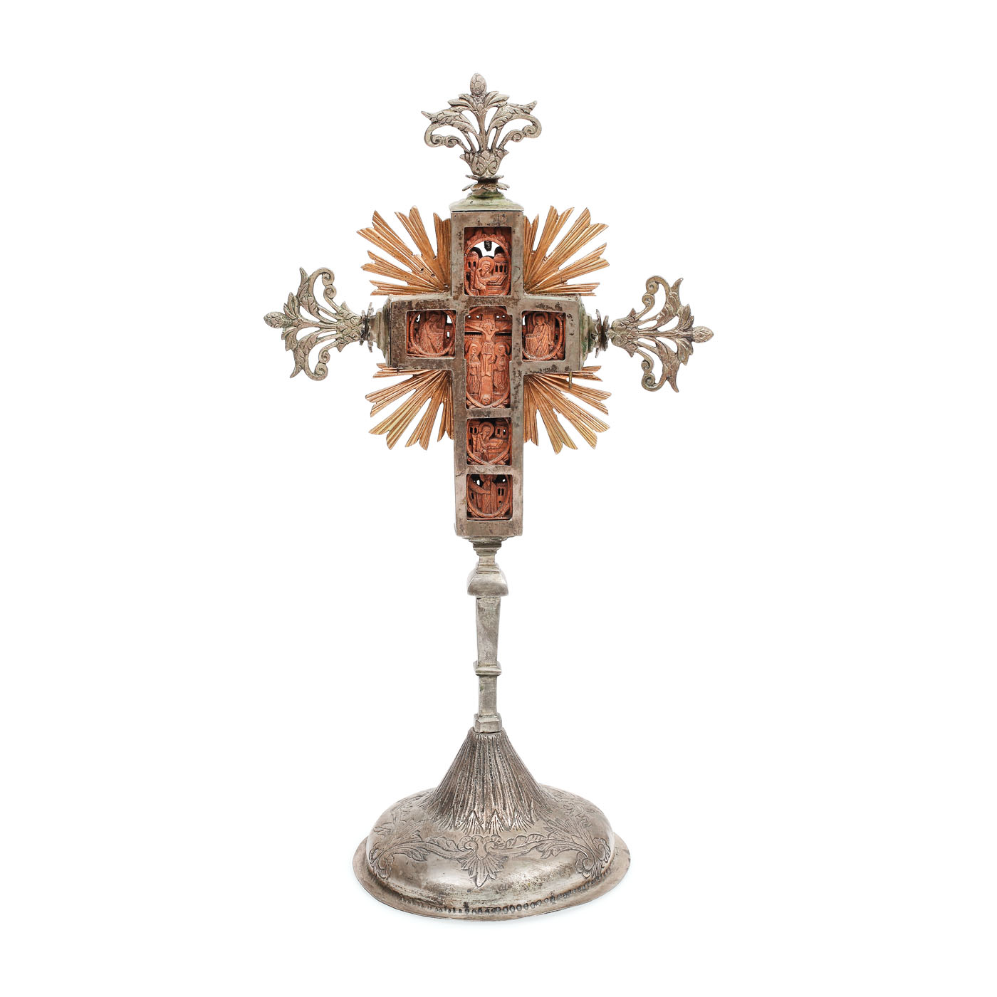 Cruce de altar, cu montură din alamă, sec. XIX