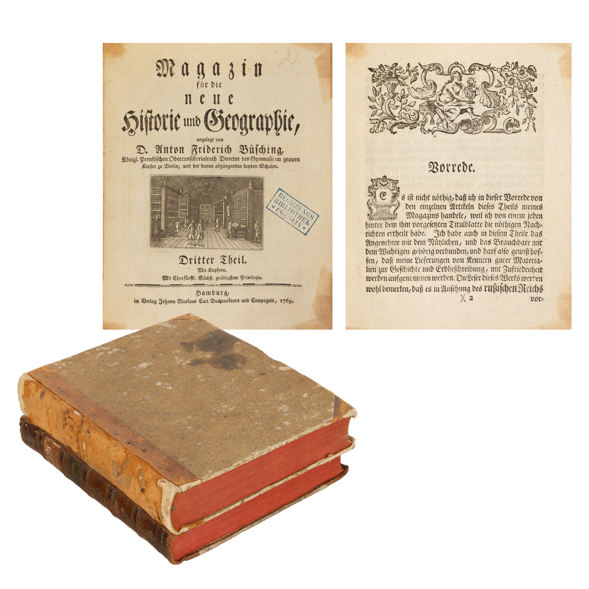 The first publication of Dimitrie Cantemir's work, "Description of Moldova", in "Magazine for new History and Geography", editor Anton Friedrich Büsching, in German, two volumes, Hamburg, 1769 and 1770