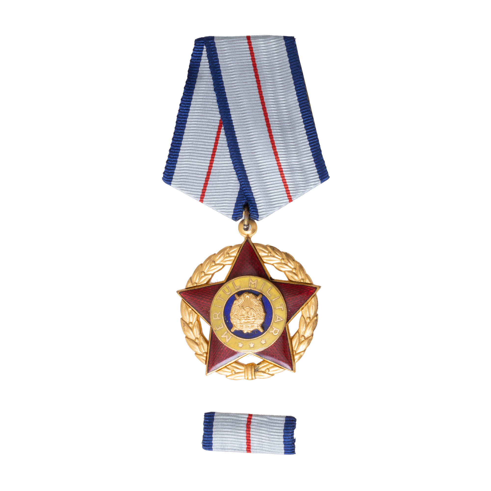 Ordinul ”Meritul Militar”, clasa I, tip RSR, perioada comunistă, însoțit de brevet, în cutia originală