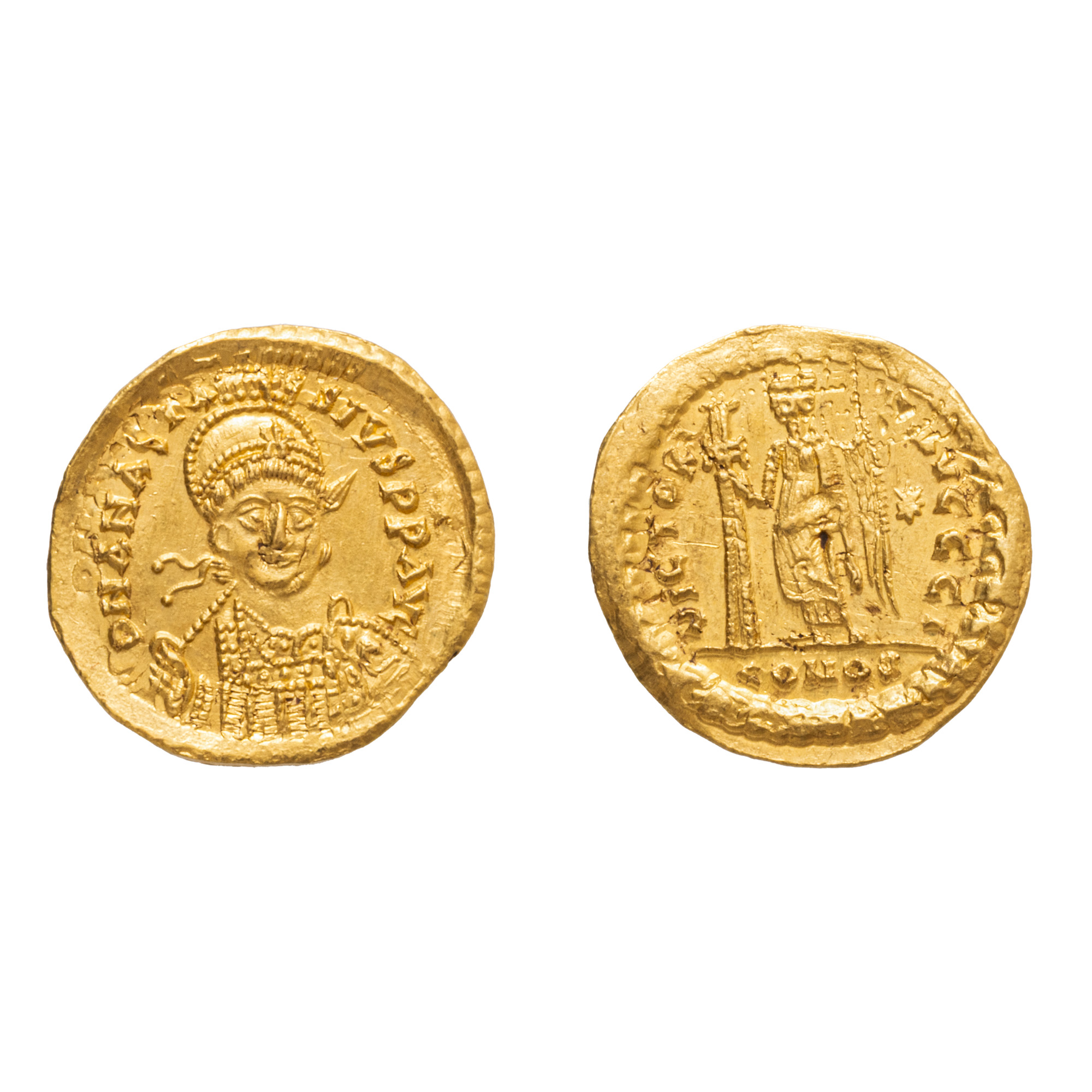 Monedă Solidus, Anastasius, Imperiul Roman de Răsărit, 507-518 e.n, aur
