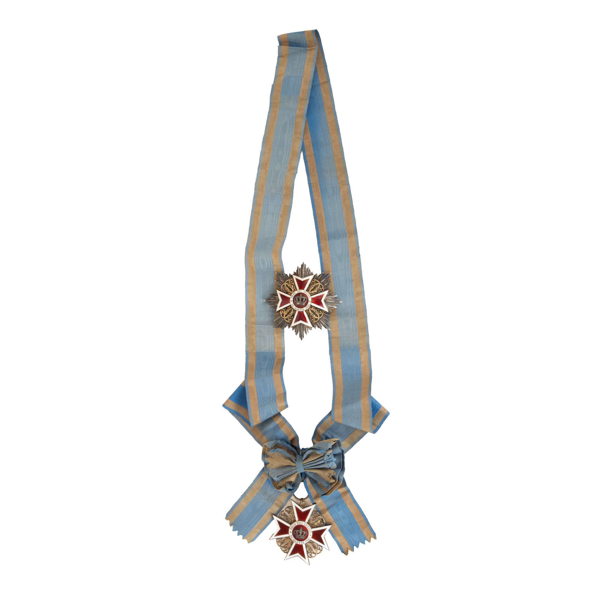 "Order of the 'Crown of Romania', first model, in the rank of Grand Cross, consisting of badge, plaque, and sash, silver"
