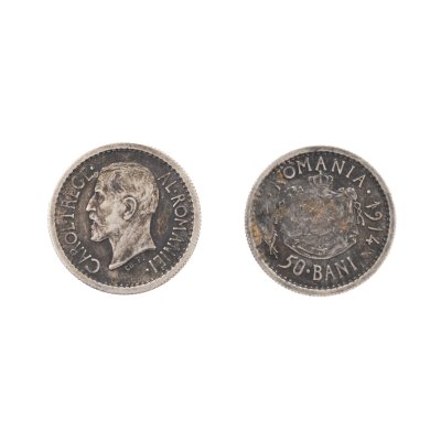 Monetary Proof 50 Bani, Carol I, 1914, Silver