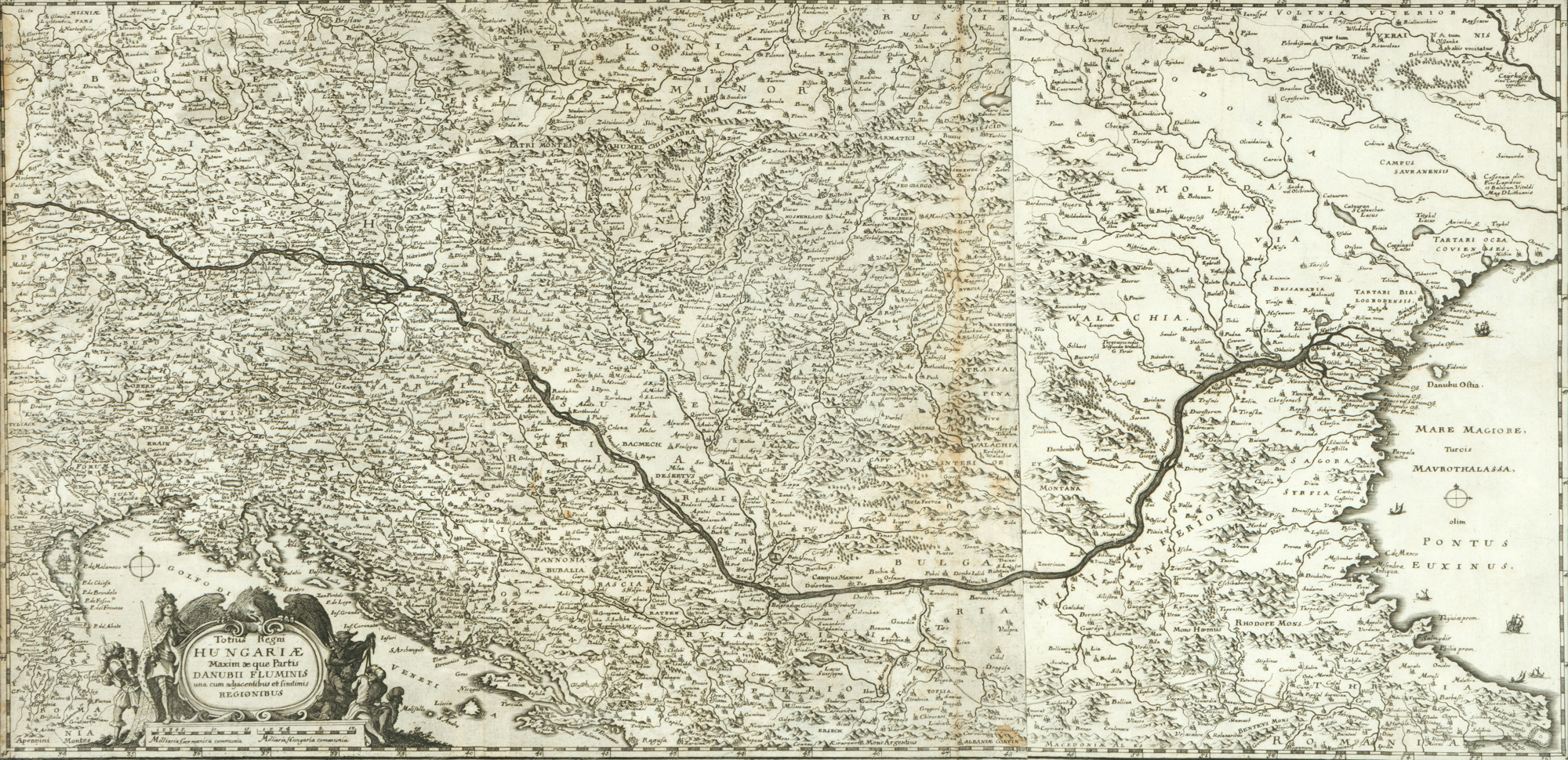"Map 'Danube and the Kingdom of Hungary', by Janszoon Visscher, Amsterdam, 1657, rare collectible piece"