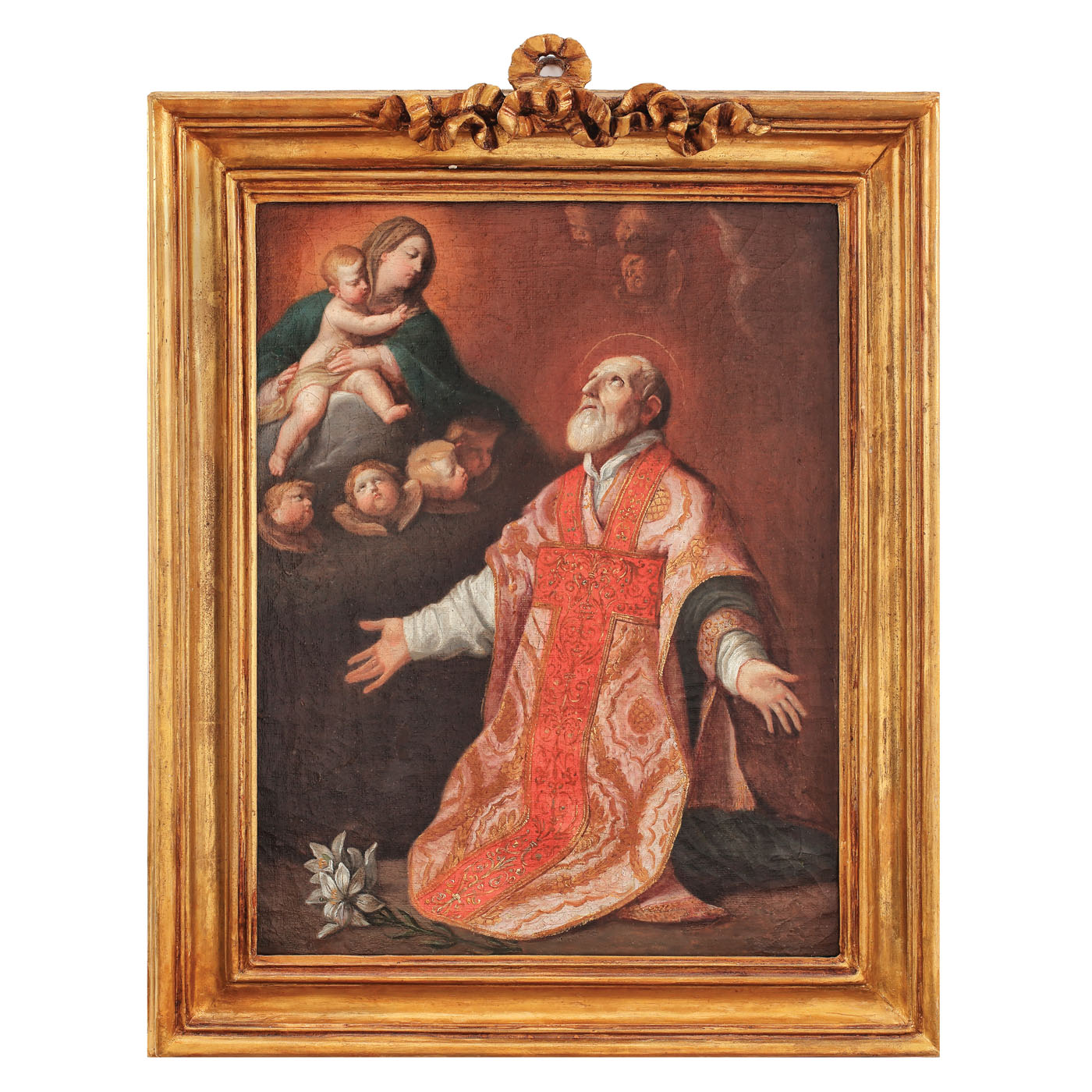 "Sfântul Filip rugându-se Fecioarei" (după Guido Reni), probabil sec. XVIII