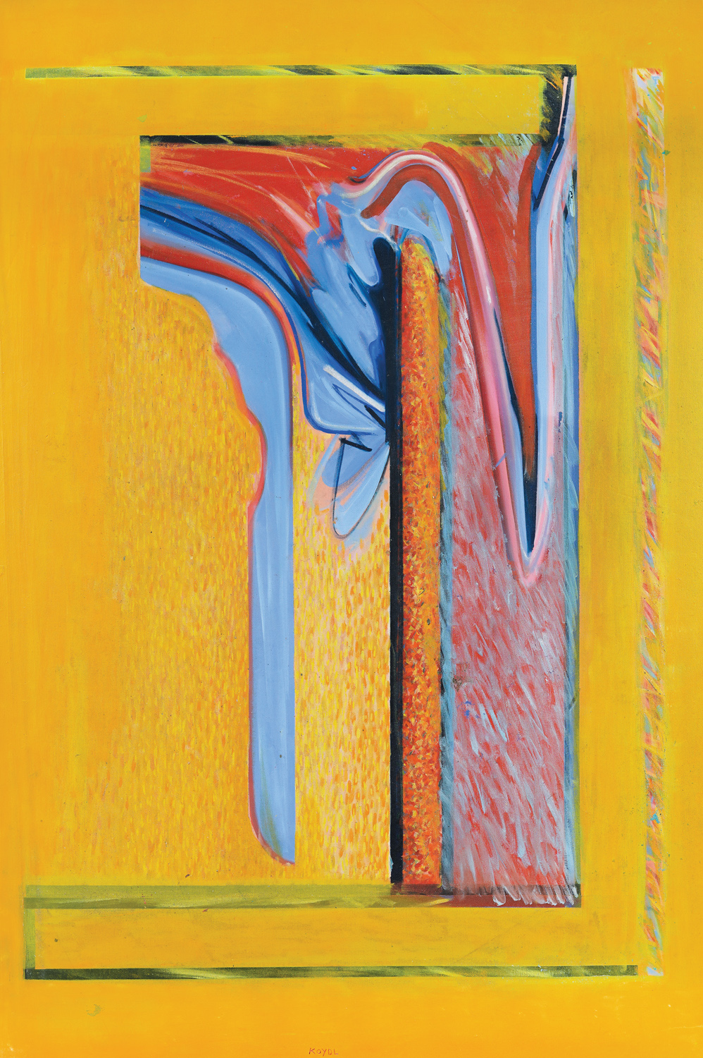 Yellow Abstract with Blue