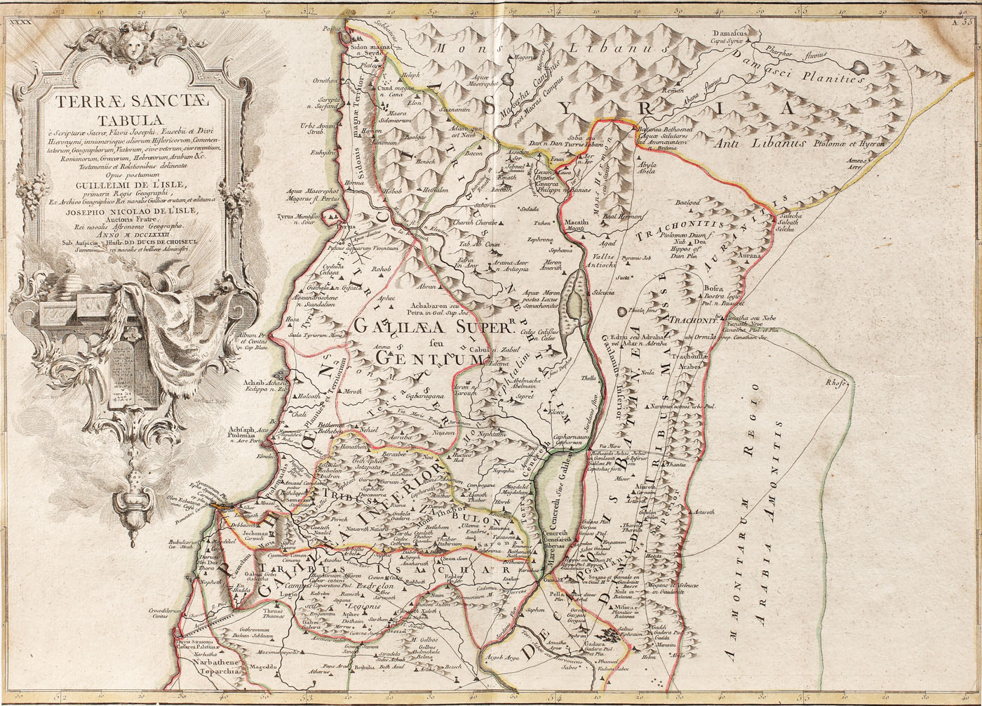 Harta Țării Sfinte, de Nicolas Delisle, Paris, 1782