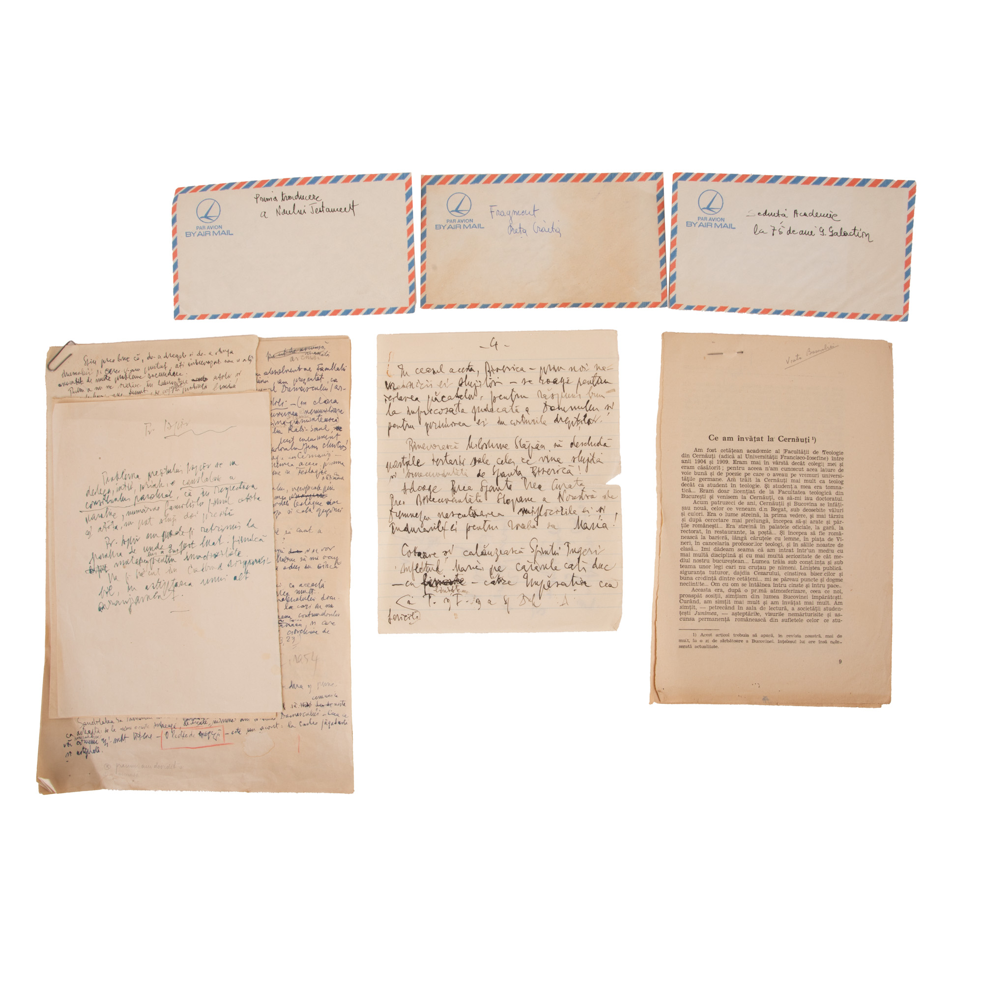 Inedit și complex lot documentar cuprinzând diferite manuscrise, din arhiva scriitorului Gala Galaction