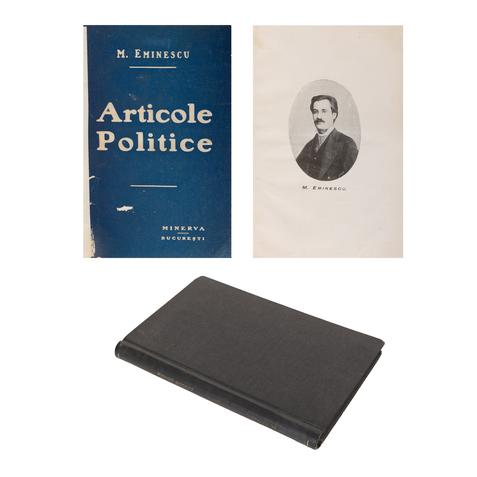 ”Articole politice”, de Mihai Eminescu, București, 1910, cu ex-libris Sanda și Radu Cruceru
