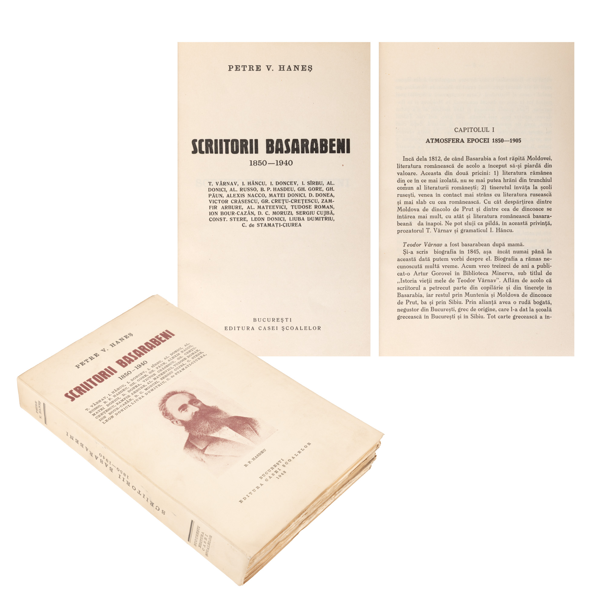 "Bessarabian Writers. 1850 - 1940", by Petre V. Haneș, first edition, Bucharest, 1942