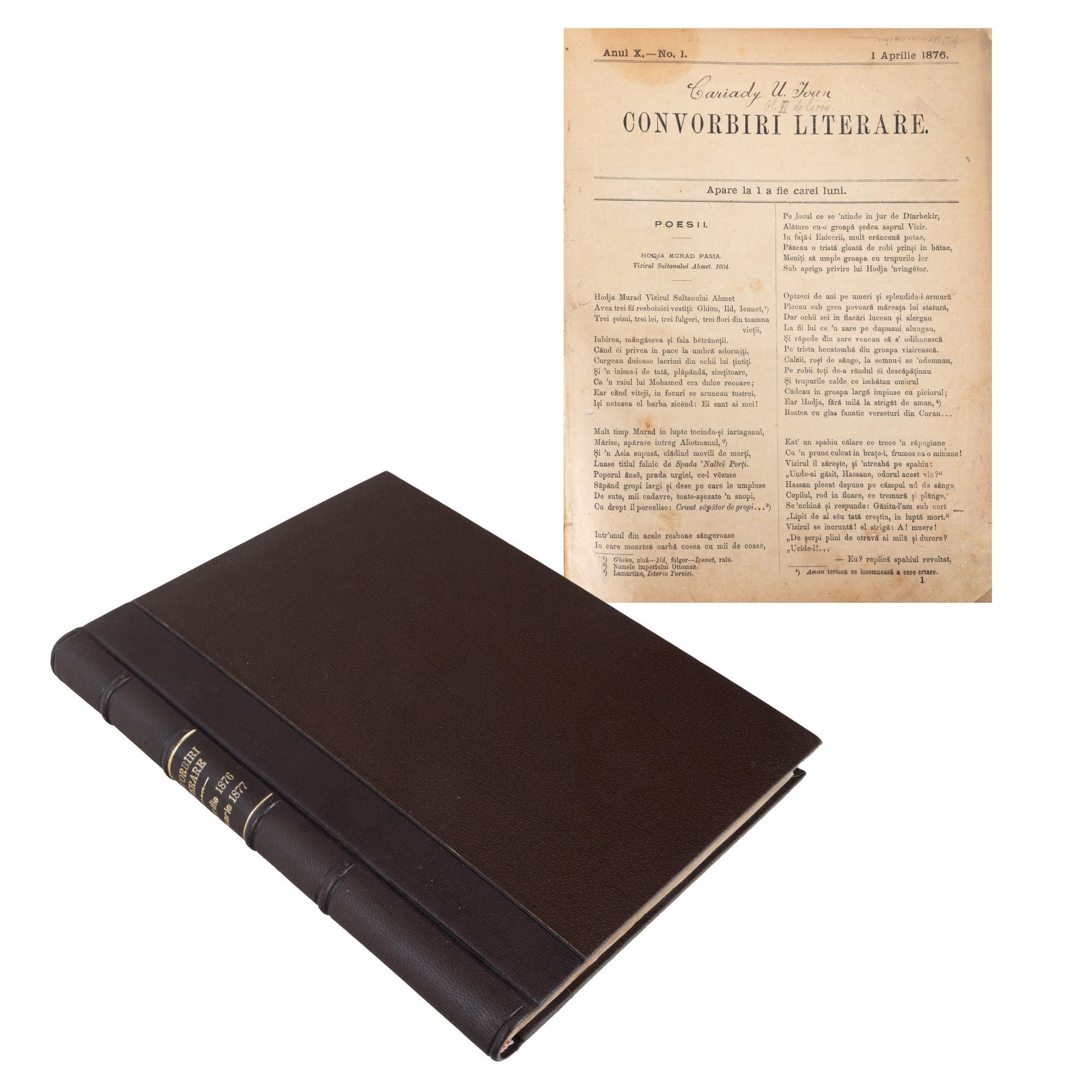 Revista ”Convorbiri Literare”, an X, nr. 1-10, 1876-1877, cu opere publicate de Mihai Eminescu, Veronica Micle, Ion Creangă, Vasile Conta, Iacob Negruzzi