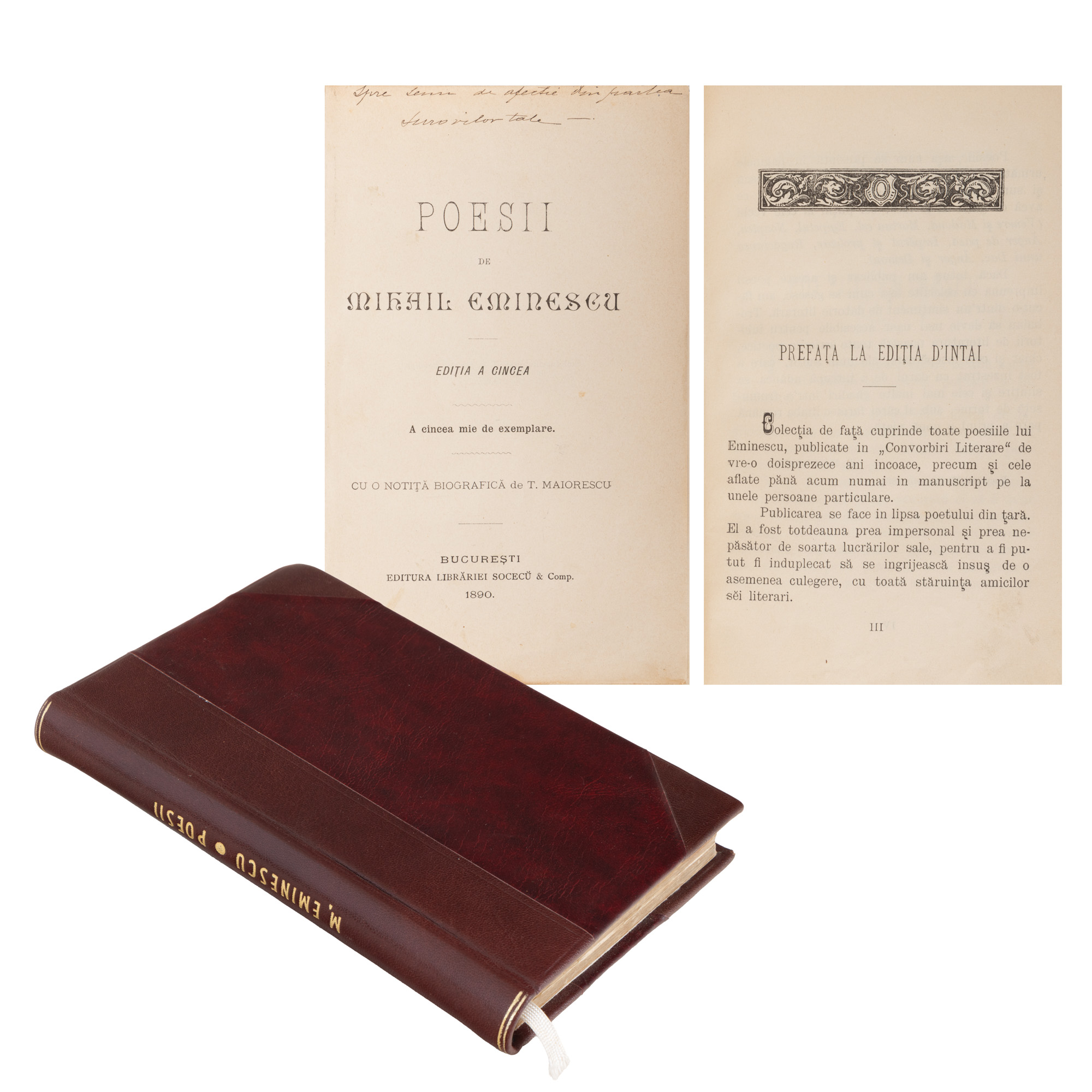 ”Poesii” de Mihail Eminescu, îngrijită de Titu Maiorescu, ediția a V-a, București, 1890