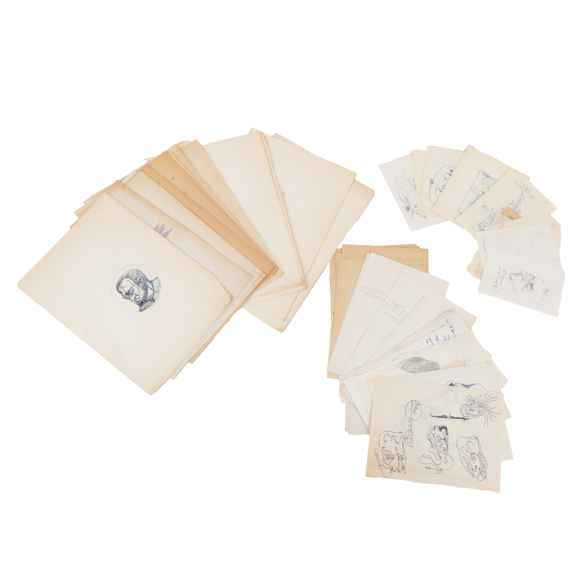 Lot consisting of 64 drawings and sketches made by the writer Mircea Ciobanu for Magdalena Popescu Bedrosian from whose collection they originate