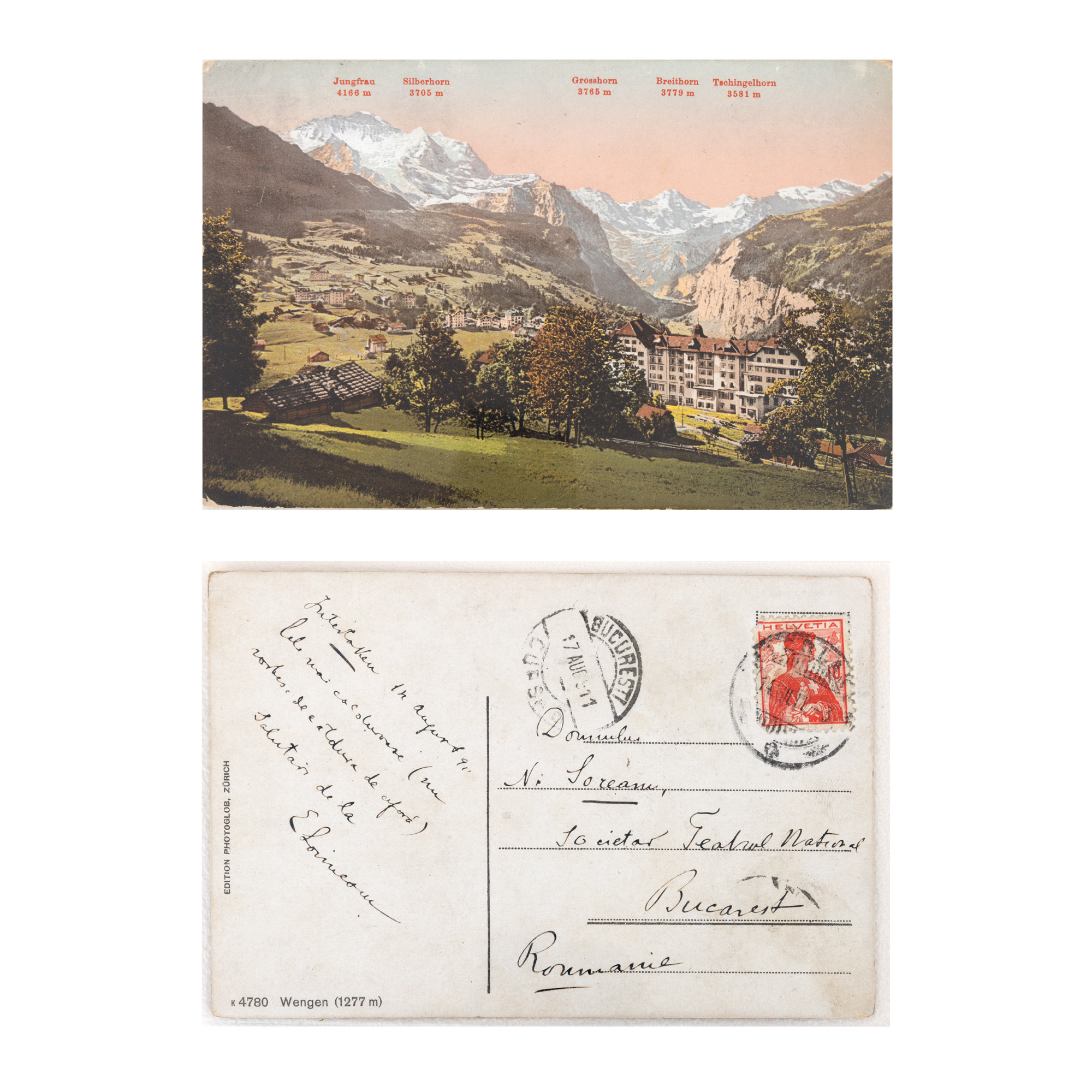 Postcard with friendly greetings sent by Eugen Lovinescu to actor Nicolae Soreanu, 1911