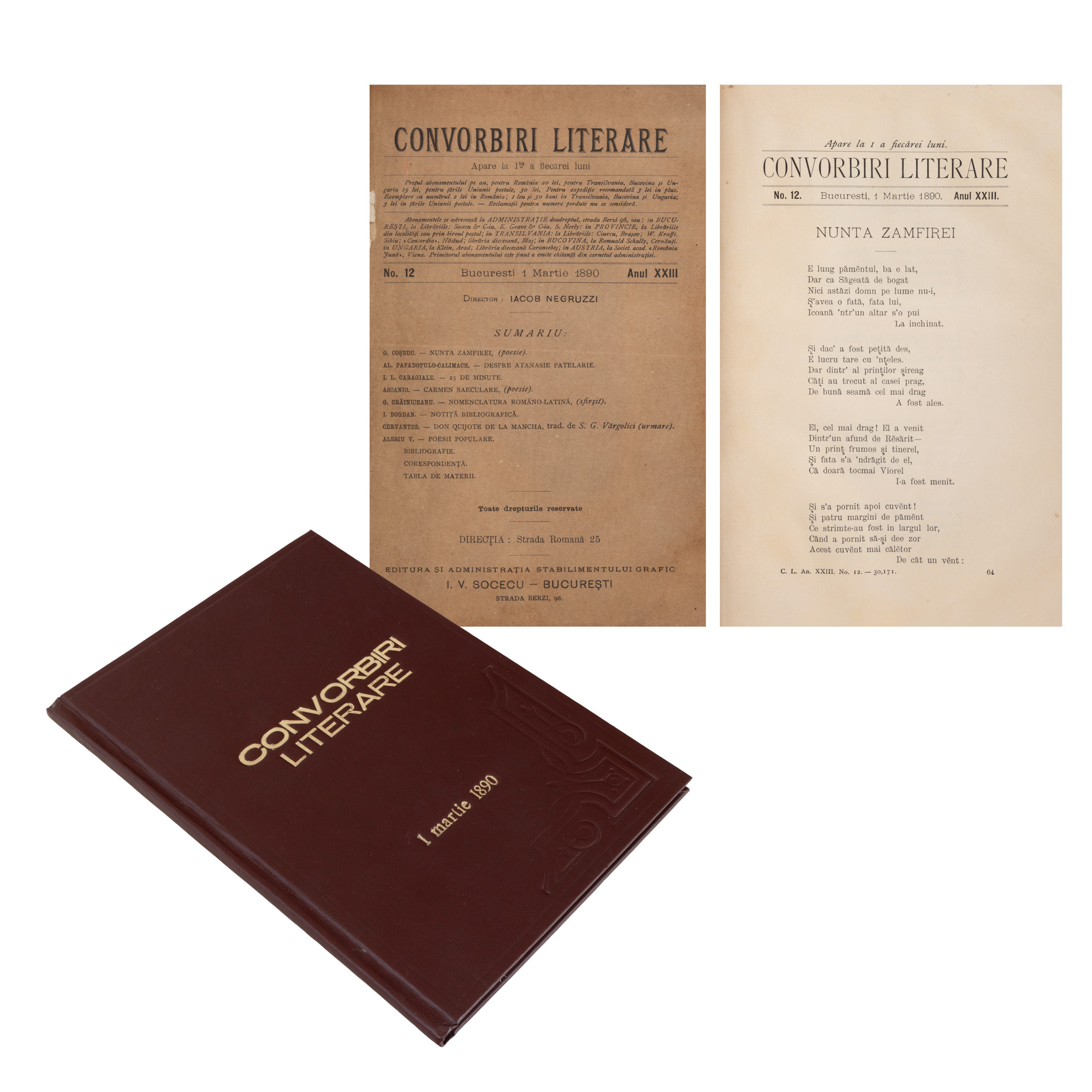 ”Convorbiri literare”, nr. 12, 1 martie 1890, cu texte de George Coșbuc și Ion Luca Caragiale