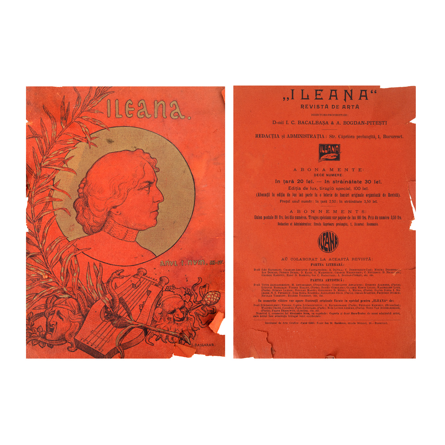 Cover of Ileana Magazine, Year I, No. III-IV, with an illustration signed by Ludovic Bassarab, 1901